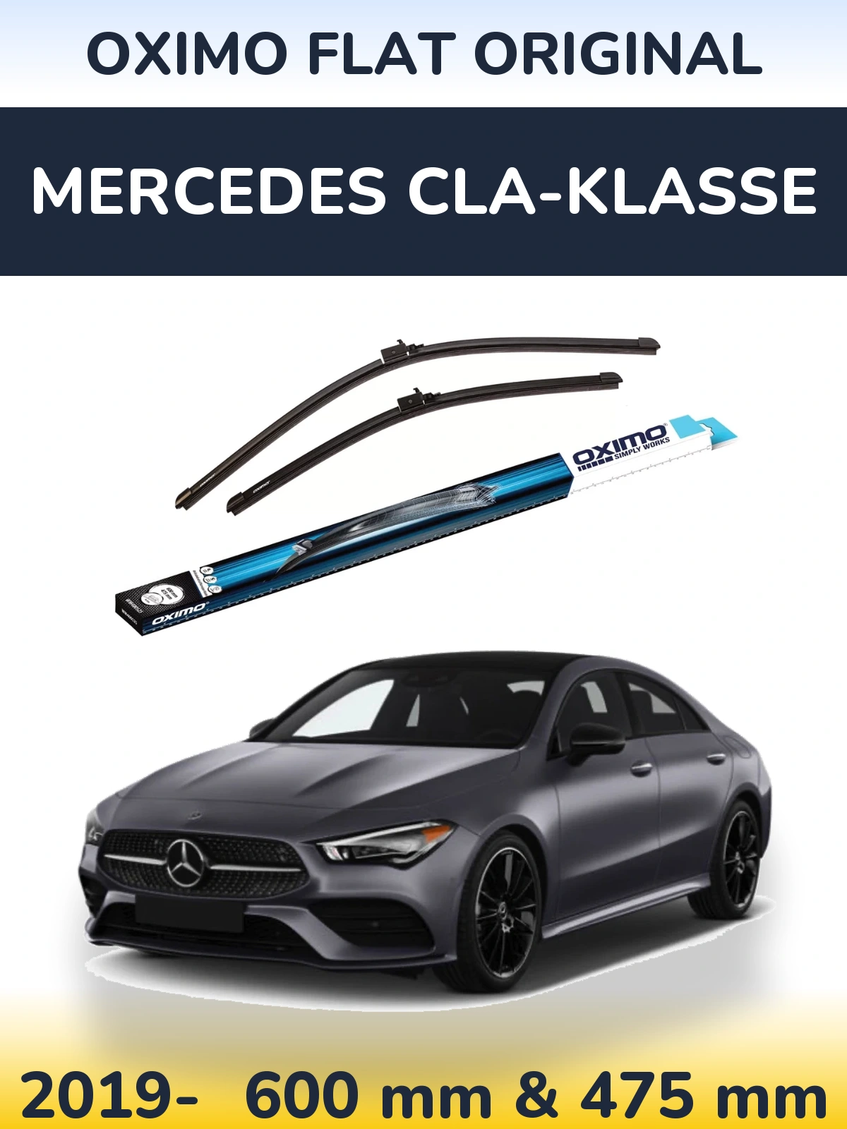 Front wiper blade set Oximo Flat Original 600 & 475 mm for Mercedes CLA-Klasse 2019-2026