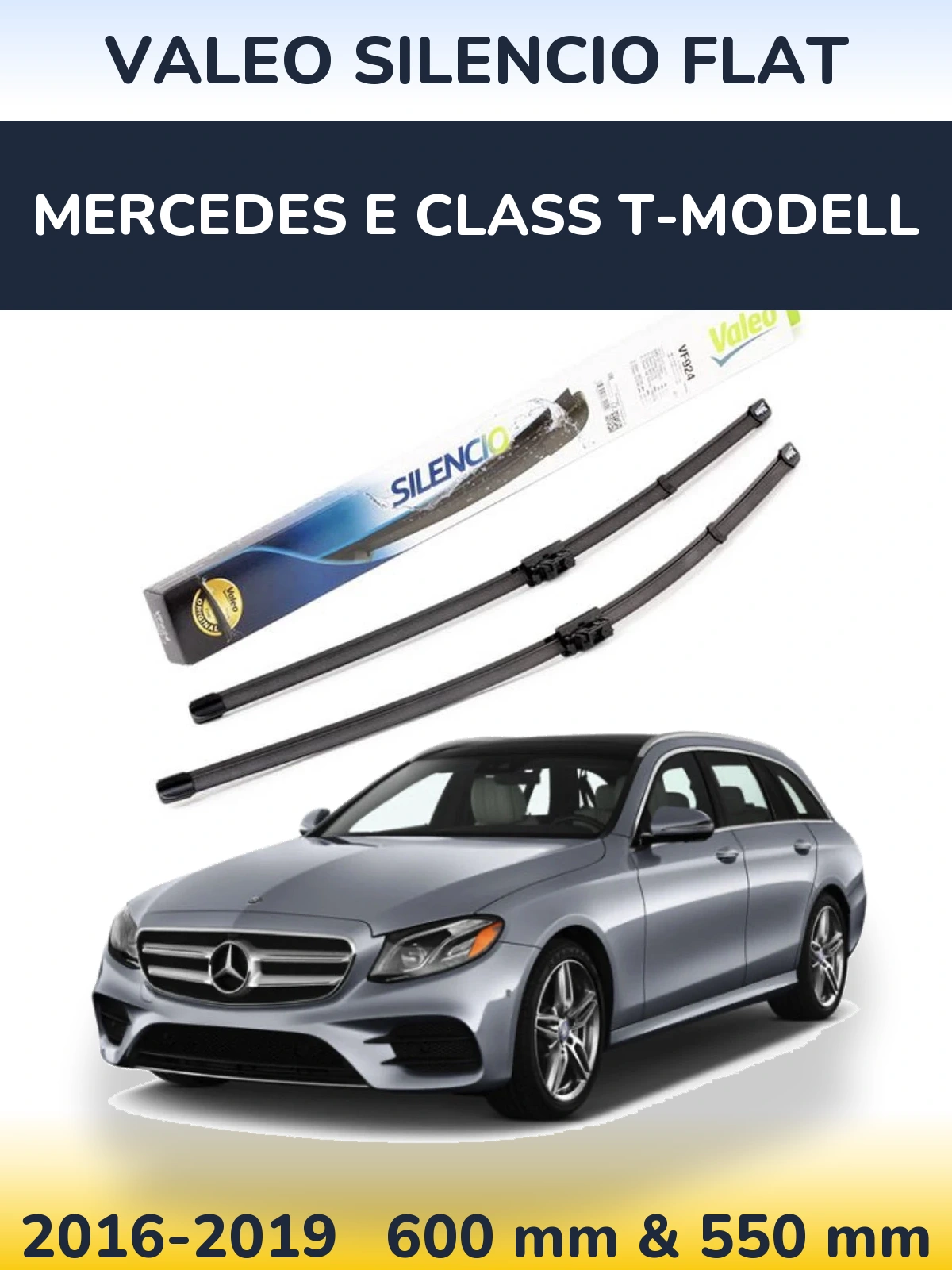 Комплект передніх щіток Valeo Silencio Flat 600 & 550 мм для Mercedes E Class T-Модельl 2016-2019