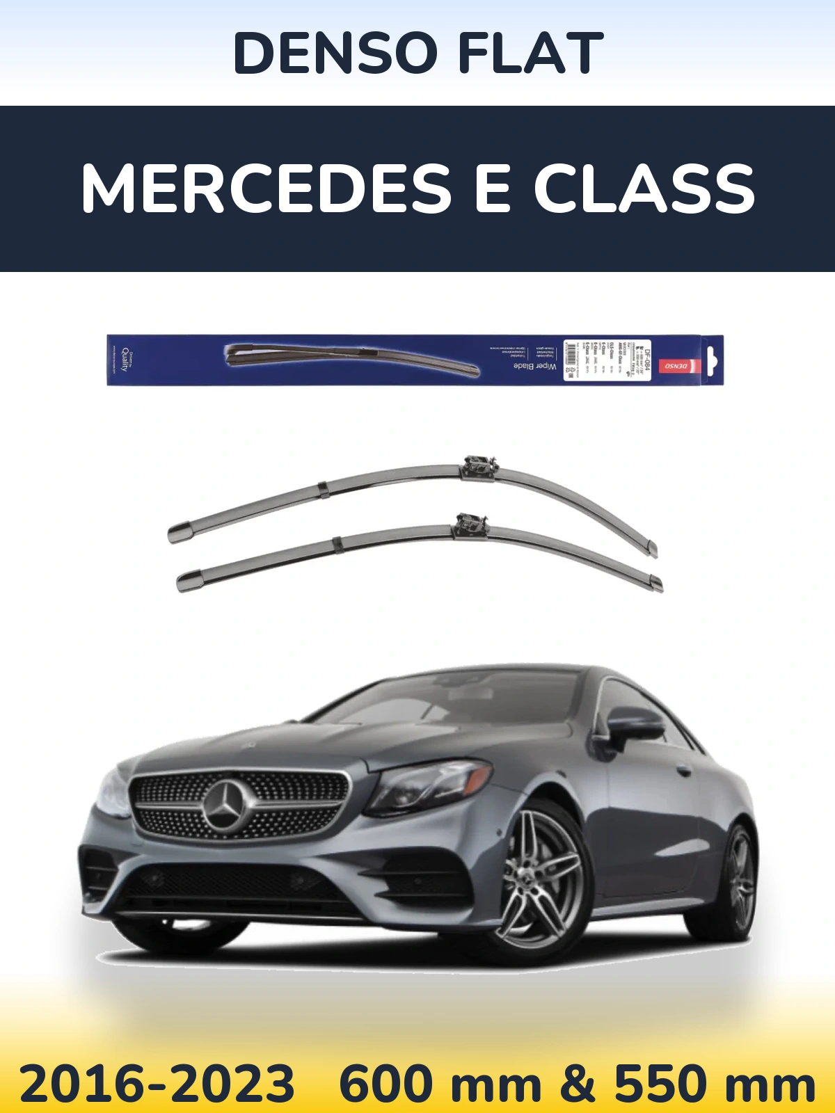 Front wiper blade set Denso Flat 600 & 550 мм for Mercedes E Class 2016-2023