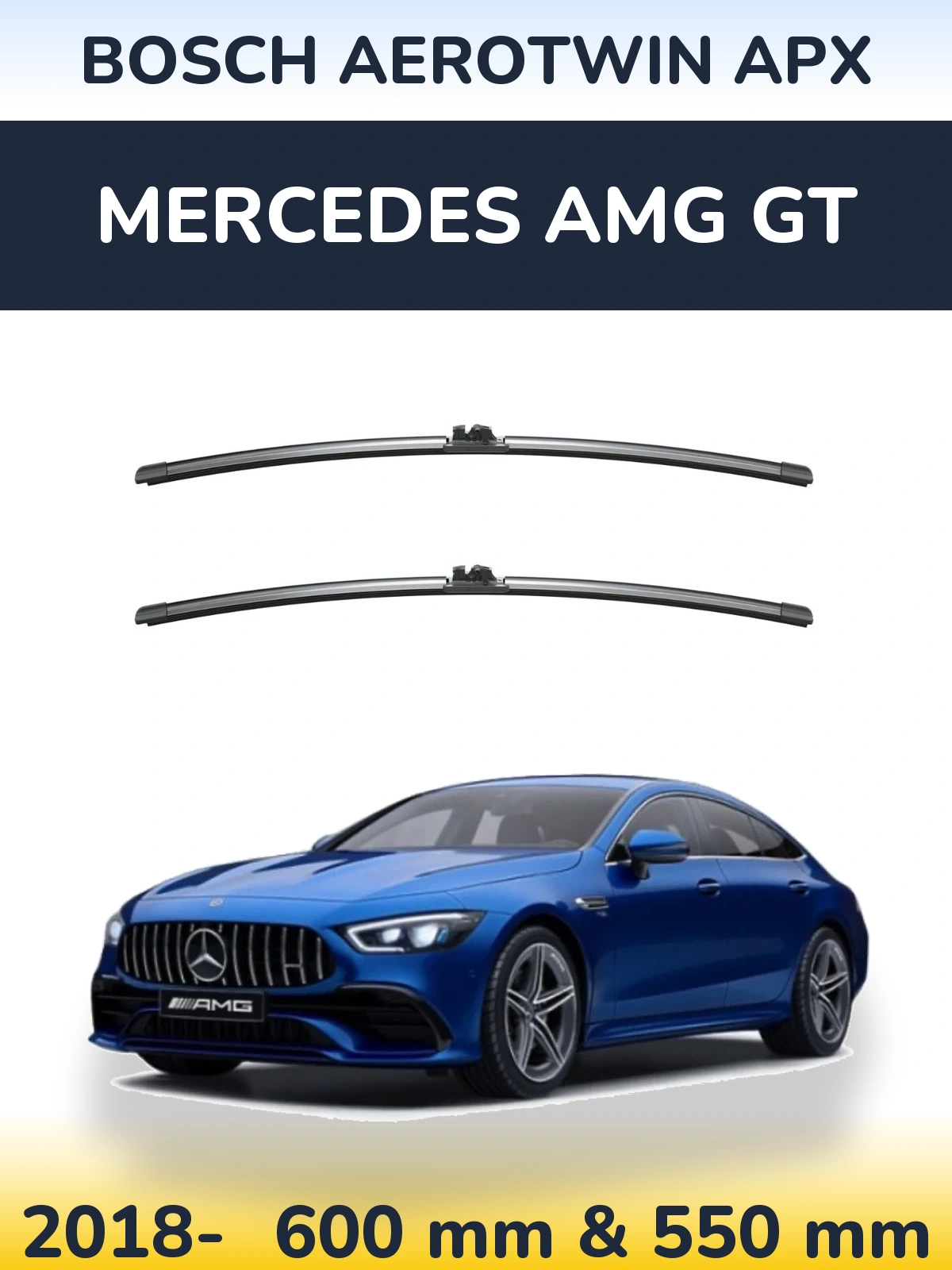Front wiper blade set BOSCH AeroTwin APX 600 & 550 mm for Mercedes AMG GT 2018-2026