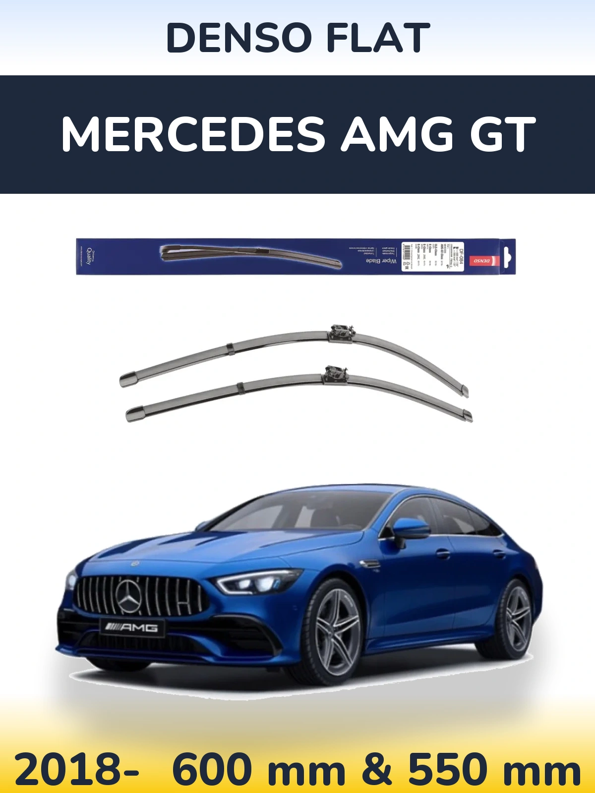 Front wiper blade set Denso Flat 600 & 550 mm for Mercedes AMG GT 2018-2026