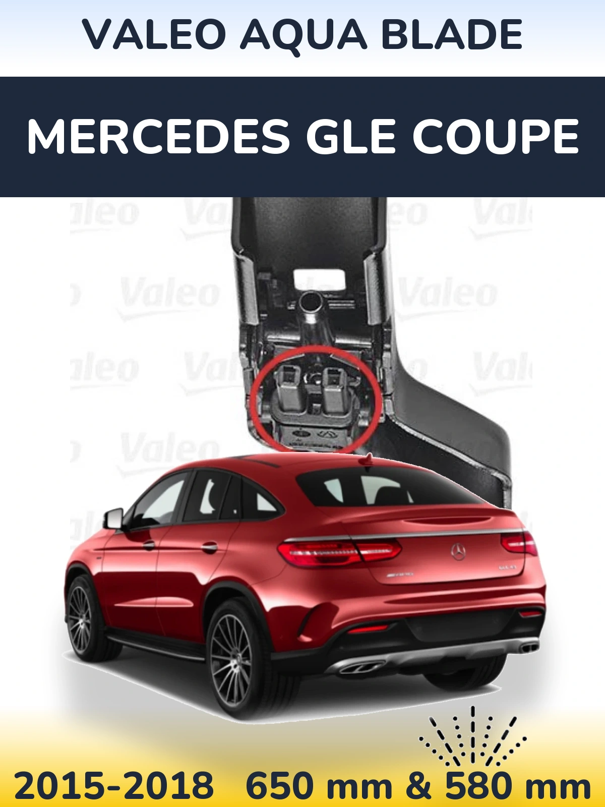 Komplet przednich wycieraczek Valeo Aqua Blade 650 & 580 mm do Mercedes GLE Coupe 2015-2018