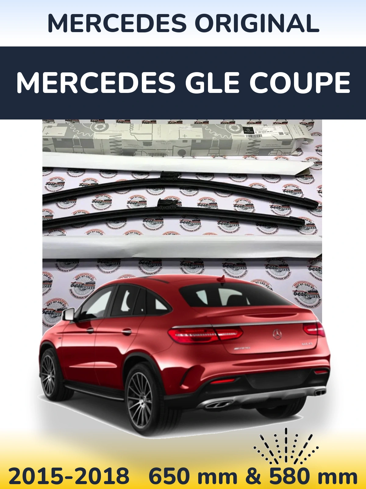 Komplet przednich wycieraczek Mercedes OEM Mercedes Original 650 & 580 mm do Mercedes GLE Coupe 2015-2018