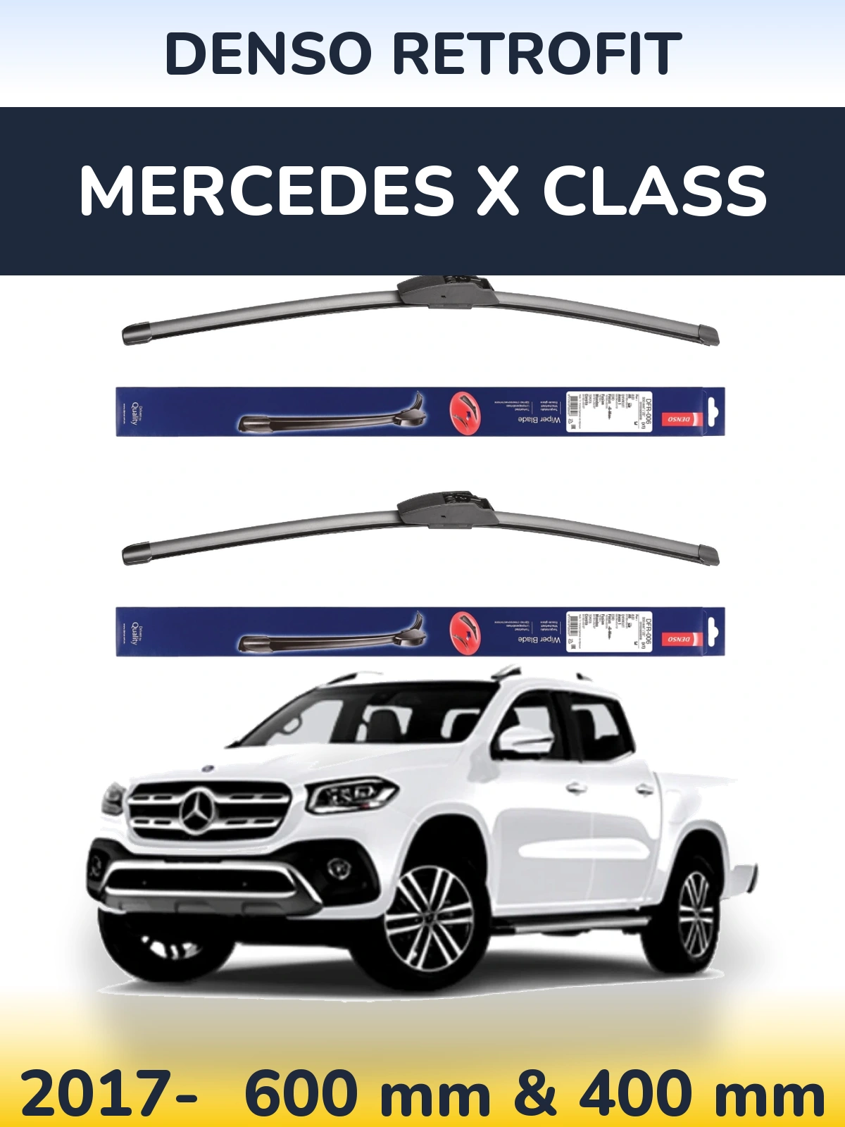 Front wiper blade set Denso Retrofit 600 & 400 мм for Mercedes X Class 2017-2026
