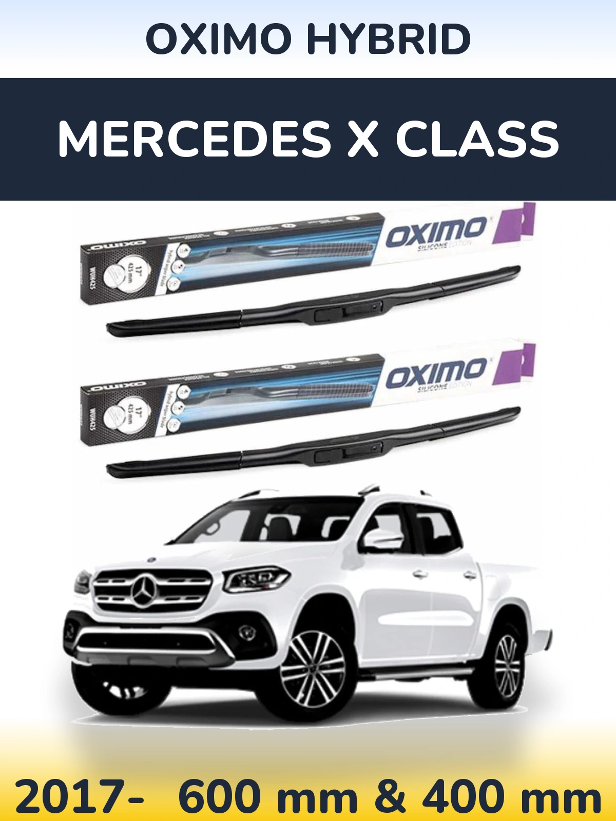 Front wiper blade set Oximo Hybrid 600 & 400 мм for Mercedes X Class 2017-2026