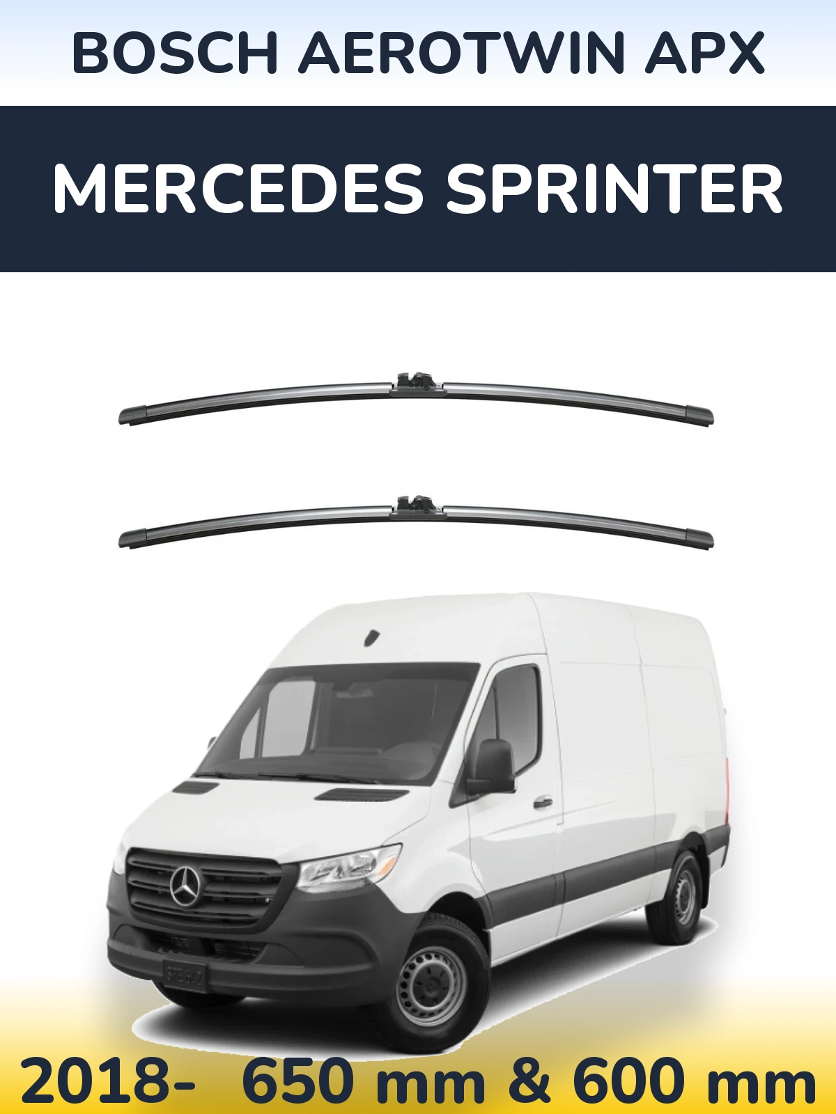 Комплект передних дворников BOSCH AeroTwin APX 650 & 600 мм для Mercedes Sprinter 2018-2026