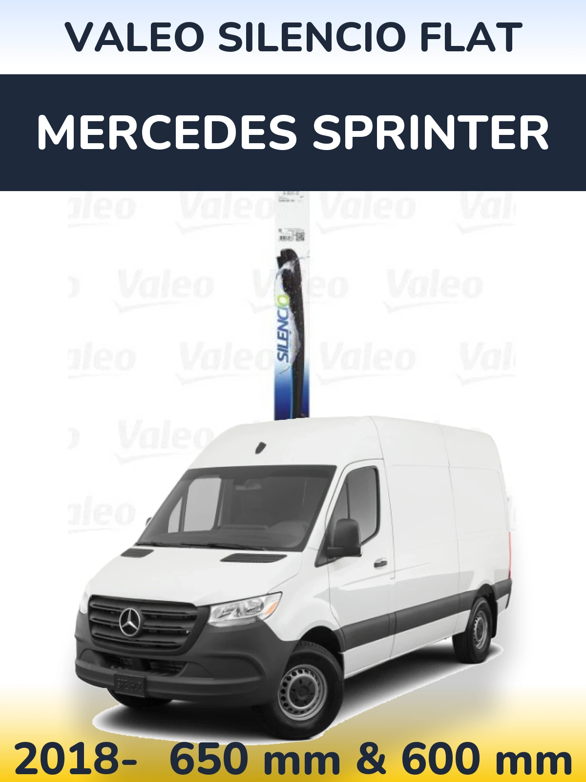 Komplet przednich wycieraczek Valeo Silencio Flat 650 & 600 mm do Mercedes Sprinter 2018-2026