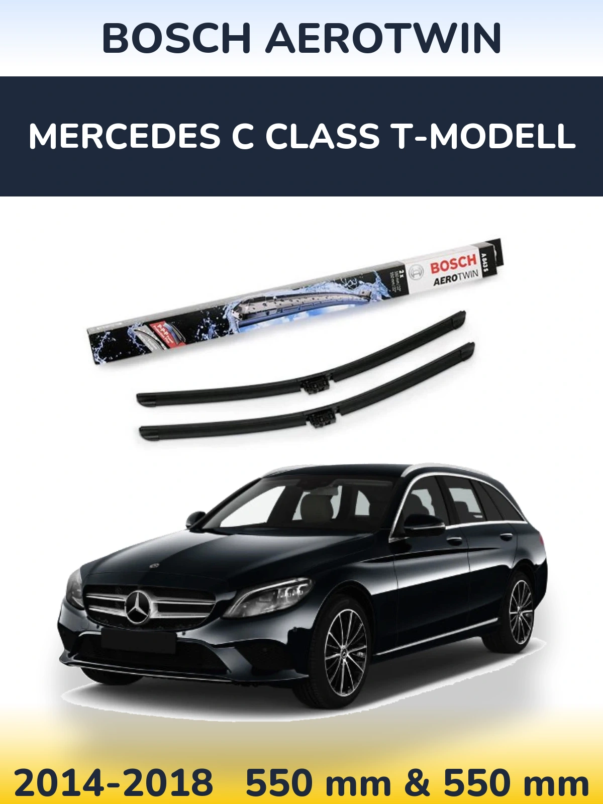 Front wiper blade set BOSCH AeroTwin 550 & 550 мм for Mercedes C Class T-Modell 2014-2018