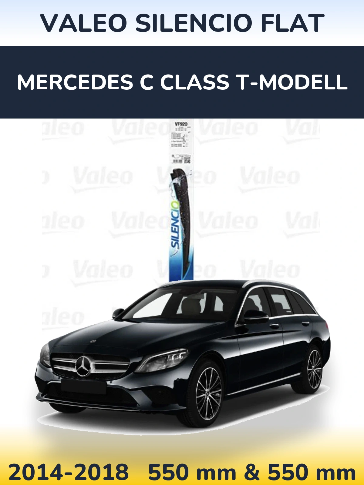 Front wiper blade set Valeo Silencio Flat 550 & 550 mm for Mercedes C Class T-Modell 2014-2018