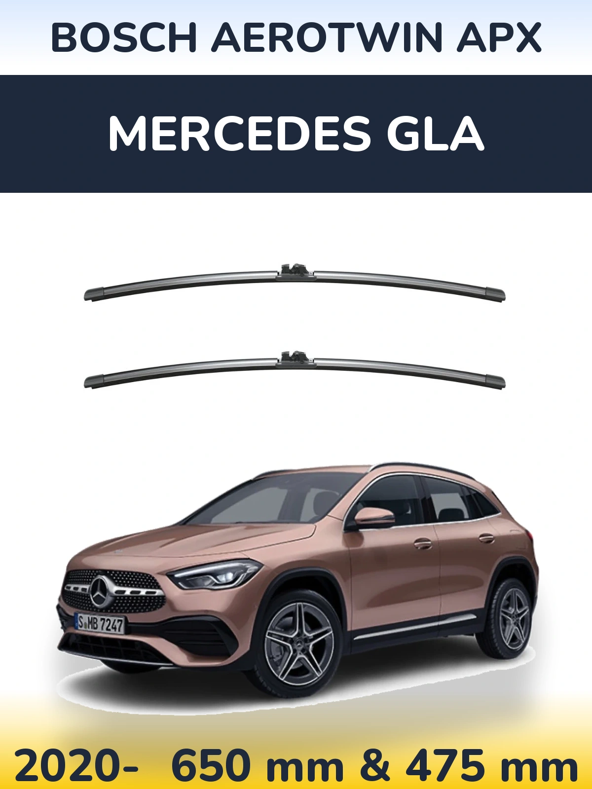 Front wiper blade set BOSCH AeroTwin APX 650 & 475 мм for Mercedes GLA 2020-2026