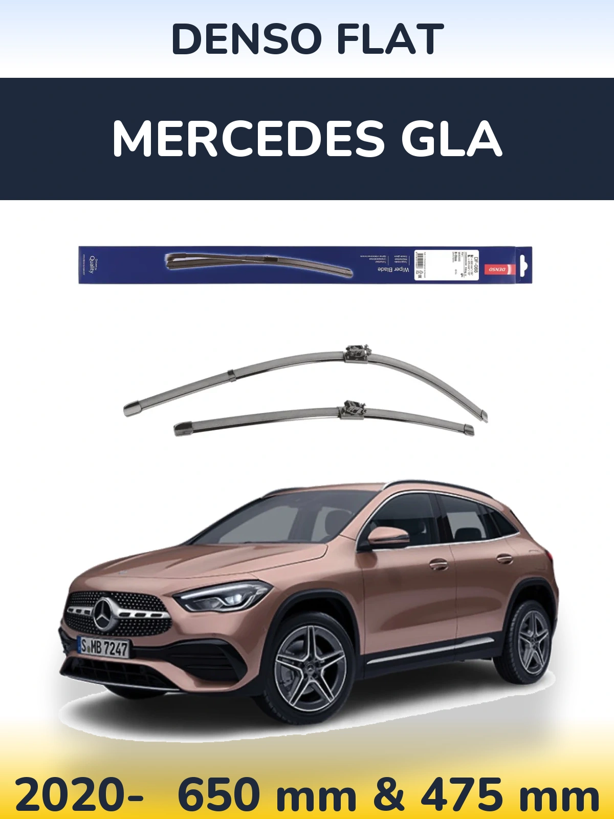 Комплект передних дворников Denso Flat 650 & 475 мм для Mercedes GLA 2020-2026