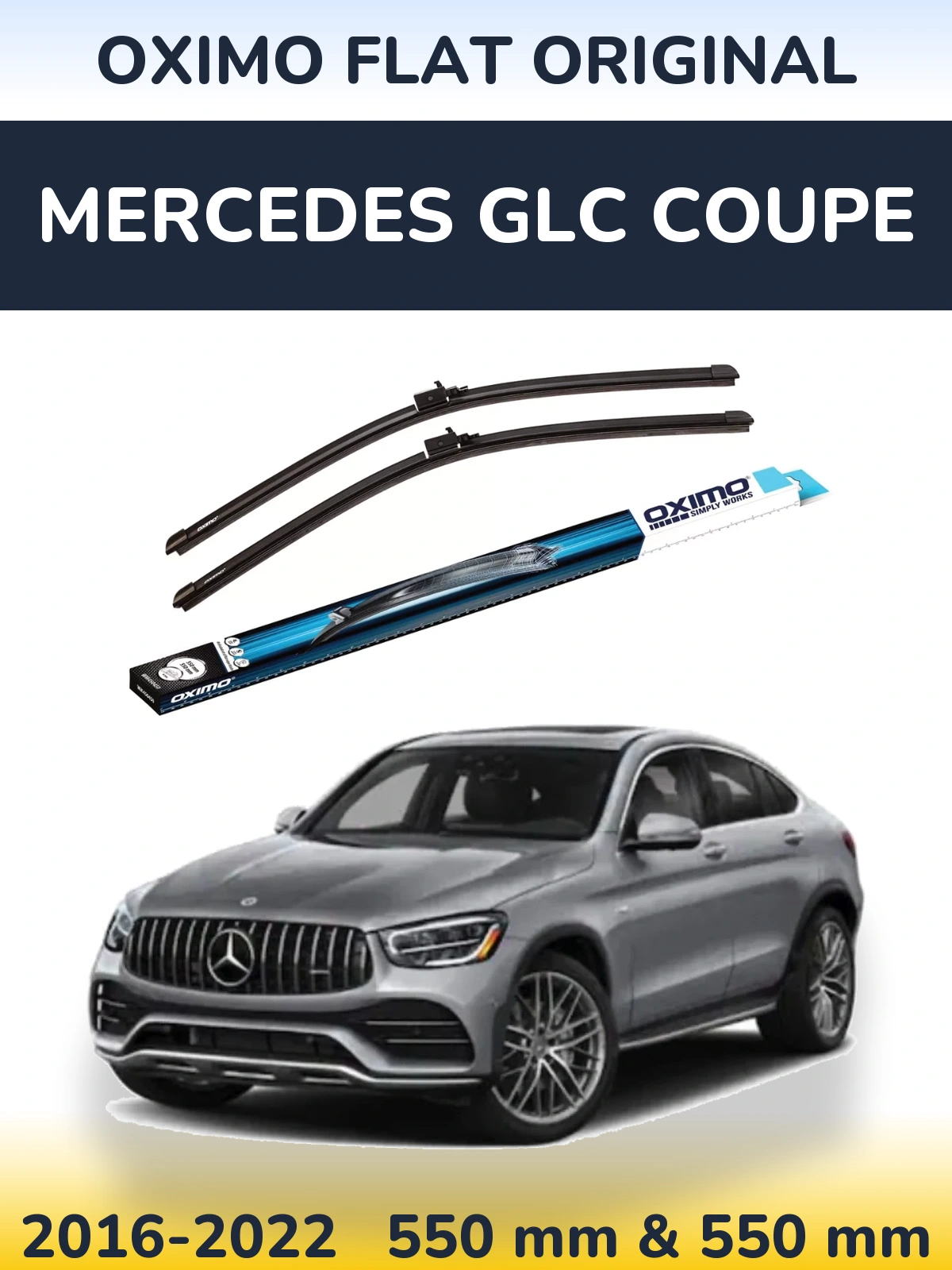 Front wiper blade set Oximo Flat Original 550 & 550 мм for Mercedes GLC Coupe 2016-2022