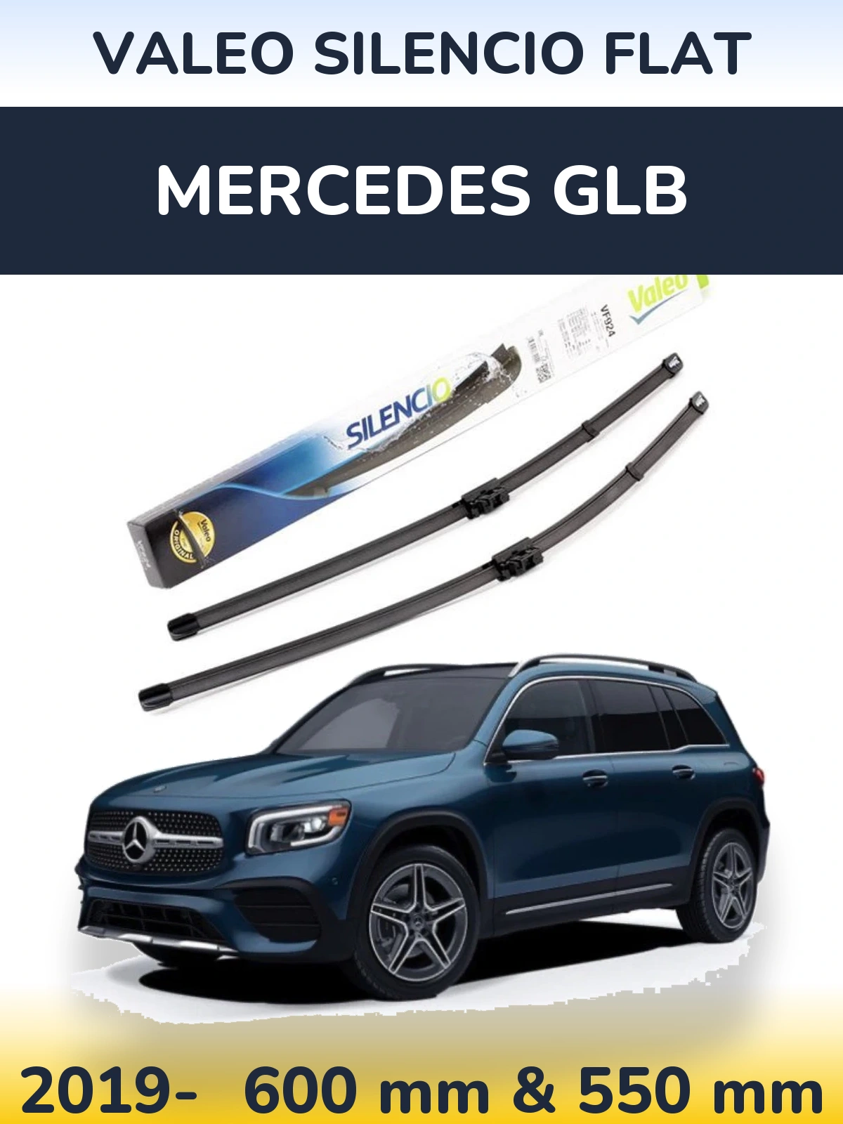 Komplet przednich wycieraczek Valeo Silencio Flat 600 & 550 mm do Mercedes GLB 2019-2026