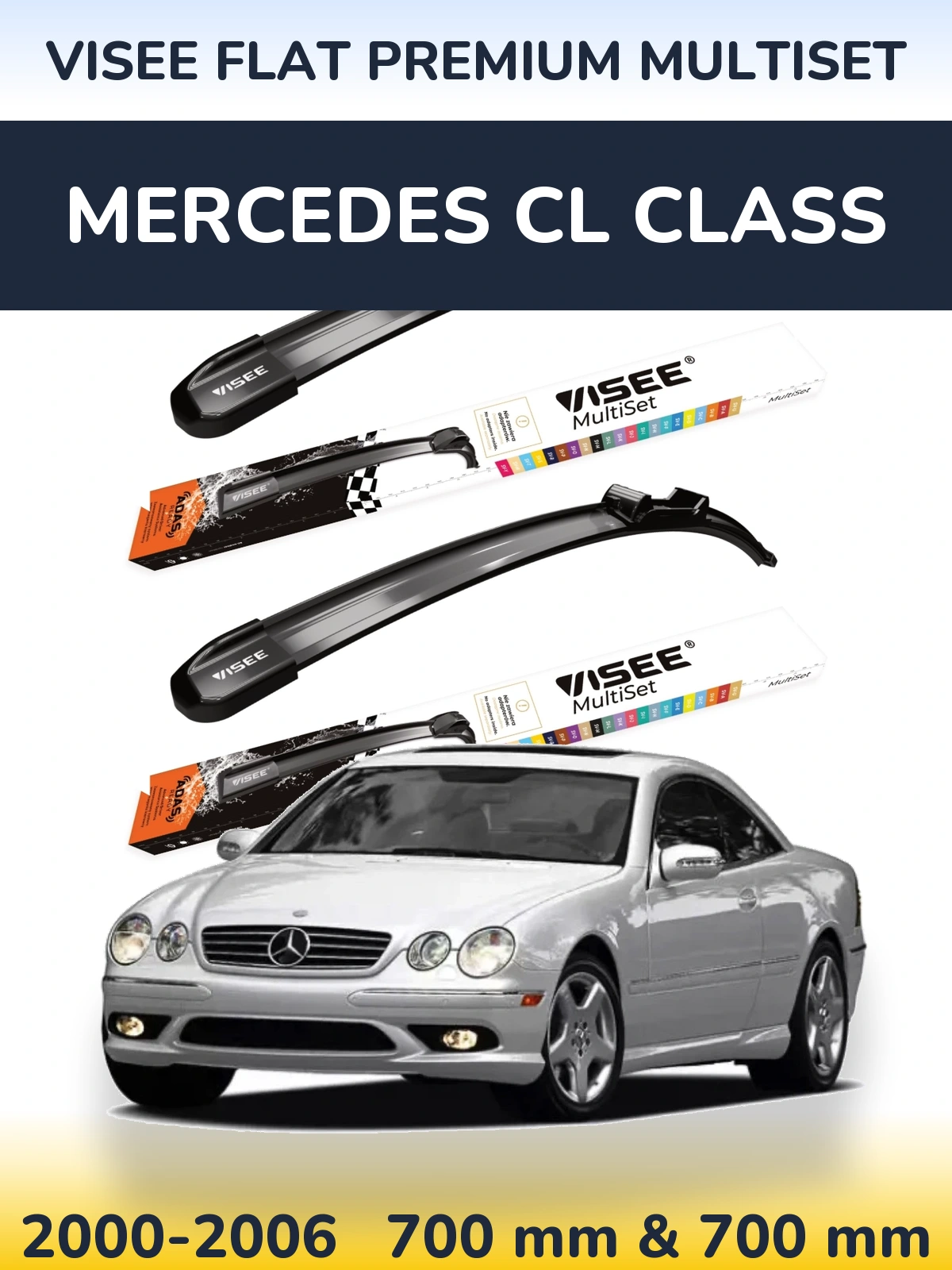 Komplet przednich wycieraczek VISEE FLAT PREMIUM MultiSet 700 & 700 mm do Mercedes Klasa CL 2000-2006