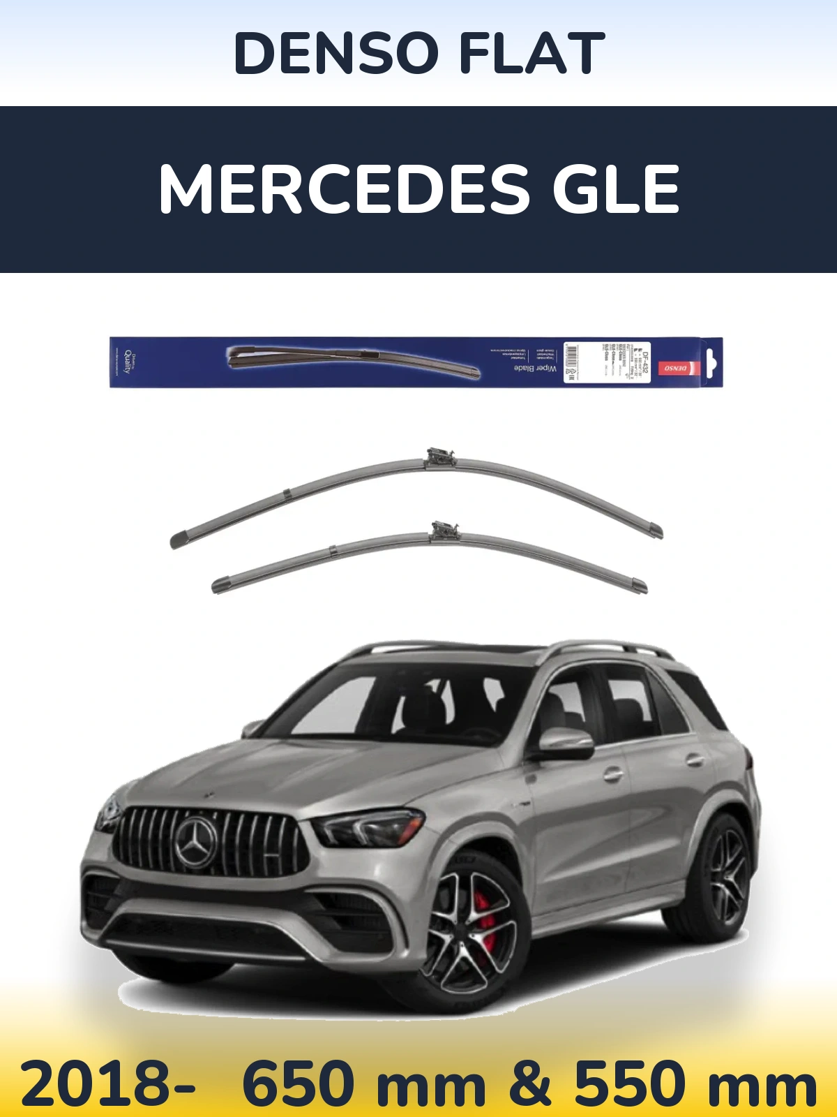 Front wiper blade set Denso Flat 650 & 550 мм for Mercedes GLE 2018-2026
