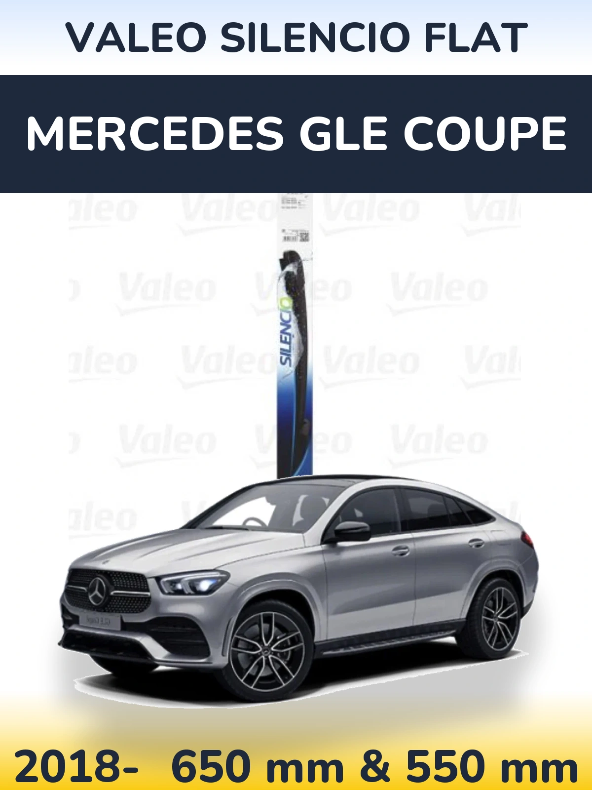 Front wiper blade set Valeo Silencio Flat 650 & 550 мм for Mercedes GLE Coupe 2018-2026