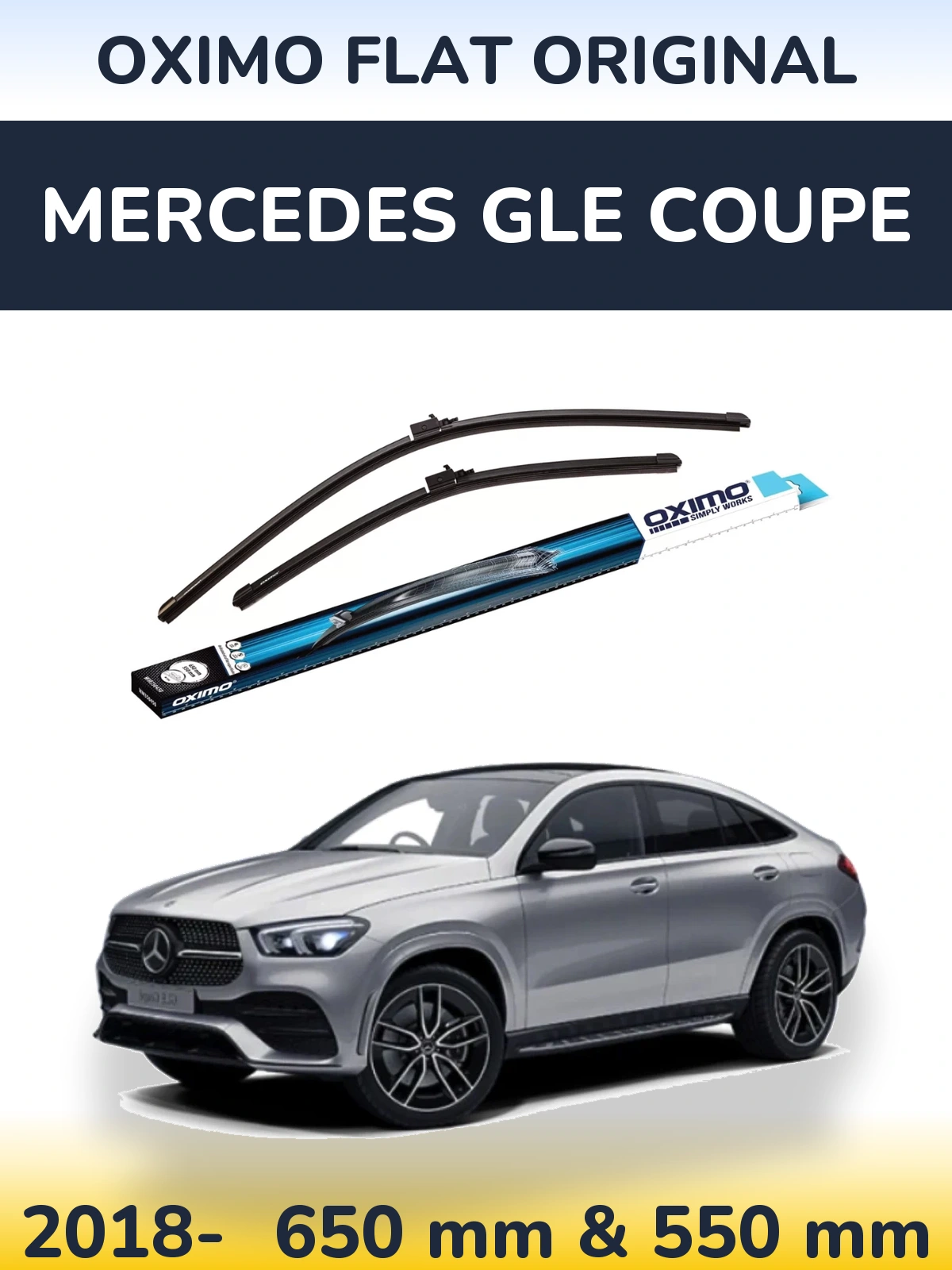 Комплект передніх щіток Oximo Flat Original 650 & 550 мм для Mercedes GLE Coupe 2018-2026