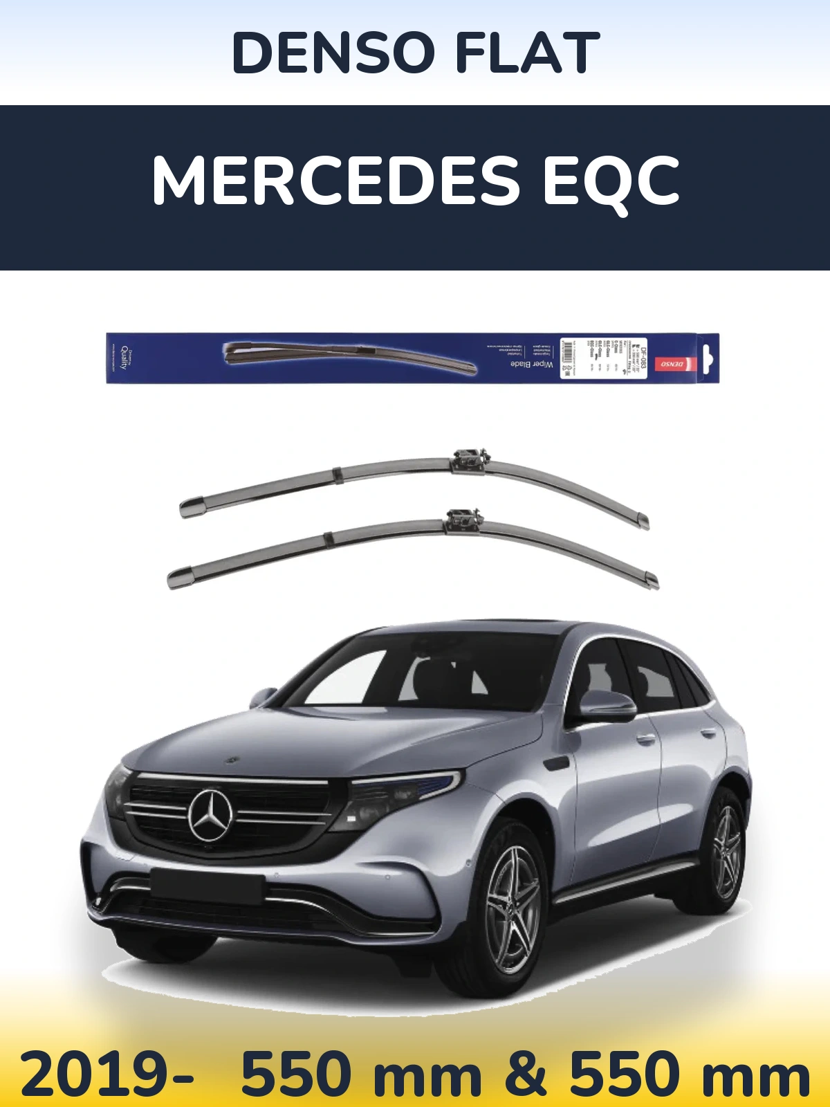 Front wiper blade set Denso Flat 550 & 550 мм for Mercedes EQC 2019-2026