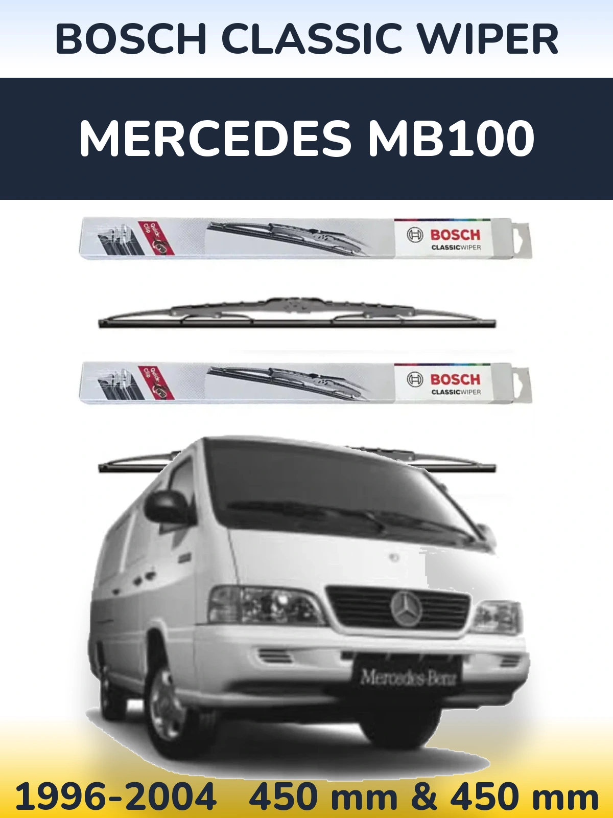 Komplet przednich wycieraczek BOSCH Classic Wiper 450 & 450 mm do Mercedes MB100 1996-2004