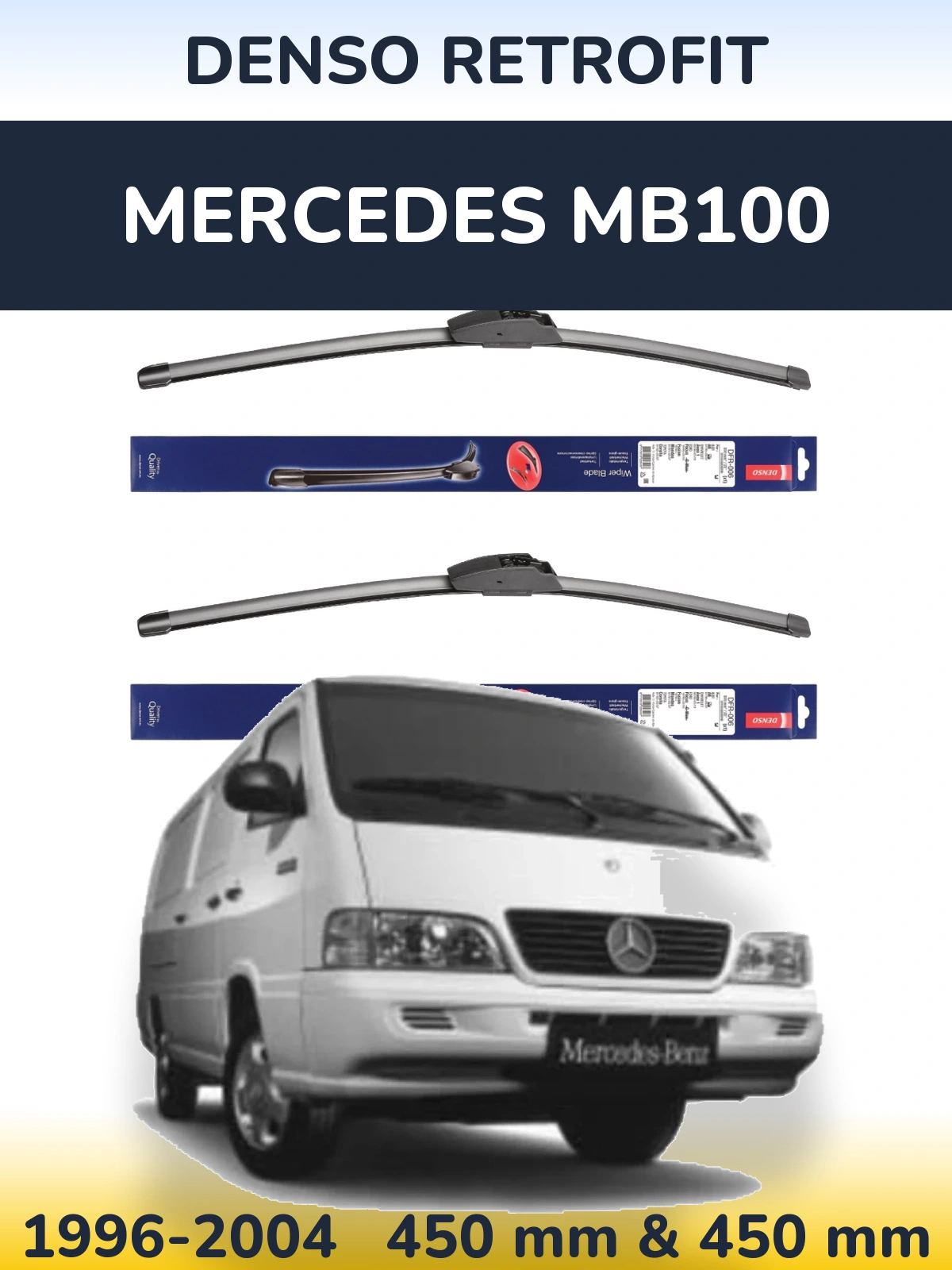 Front wiper blade set Denso Retrofit 450 & 450 мм for Mercedes MB100 1996-2004