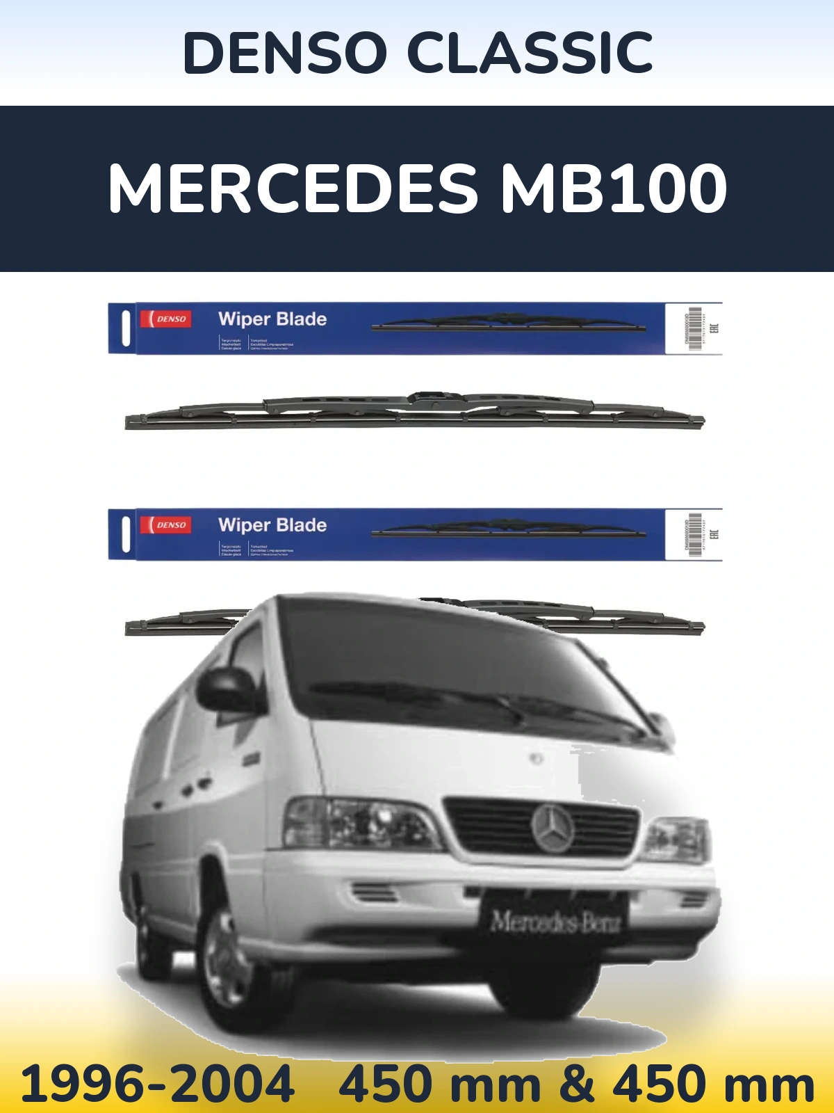 Komplet przednich wycieraczek Denso Classic 450 & 450 mm do Mercedes MB100 1996-2004