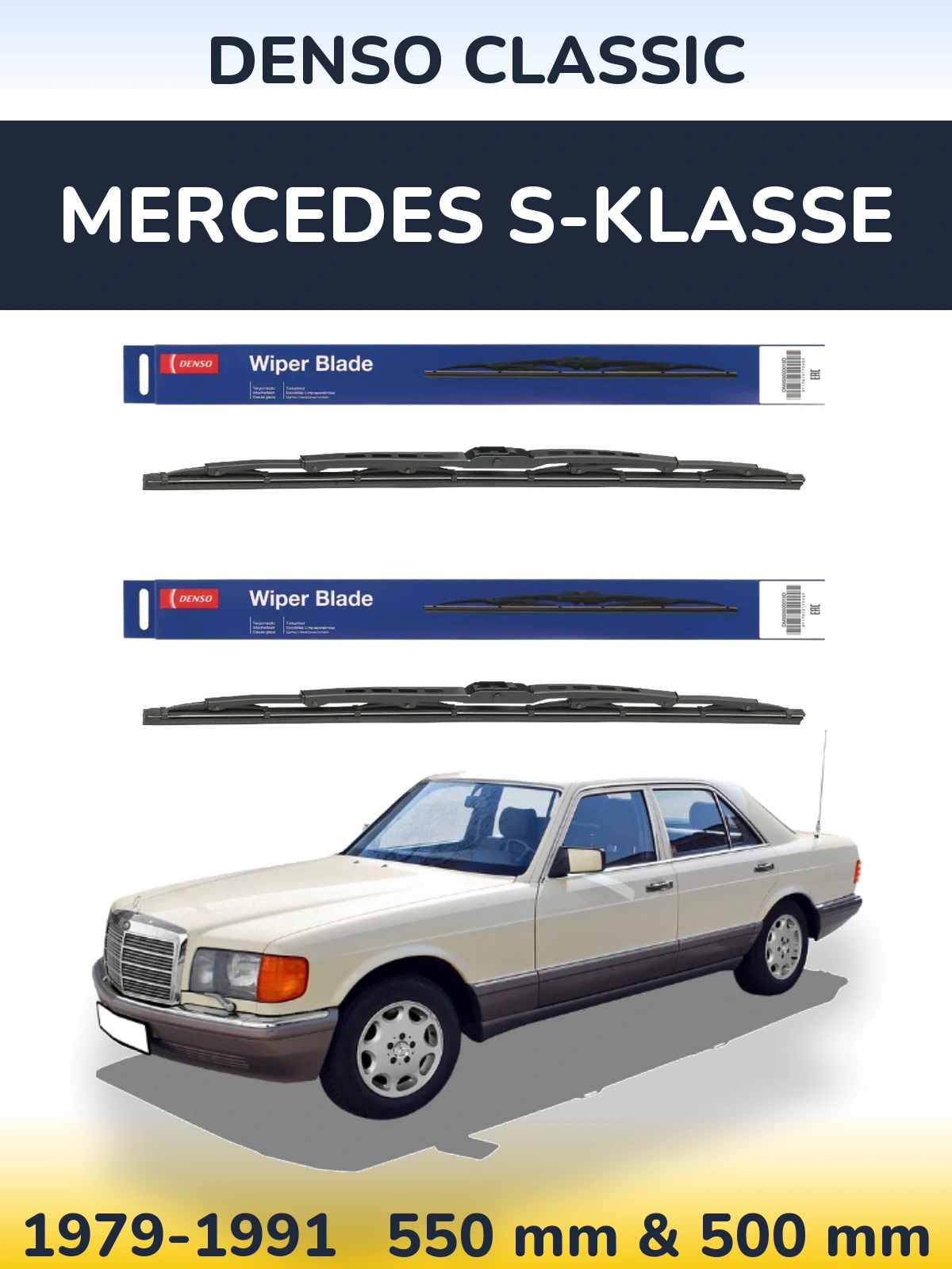 Комплект передніх щіток Denso Classic 550 & 500 мм для Mercedes S-Klasse 1979-1991