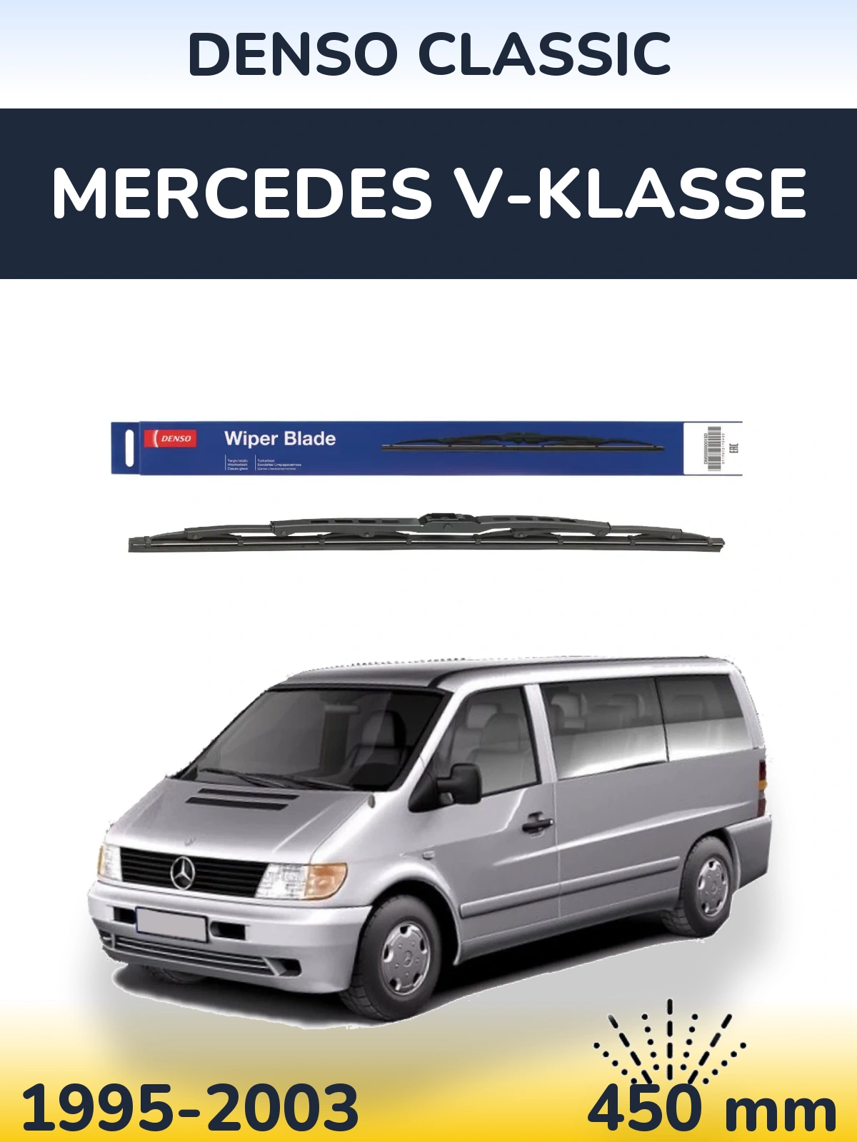 Rear wiper blade Denso Classic 450 mm for Mercedes V-Klasse 1995-2003