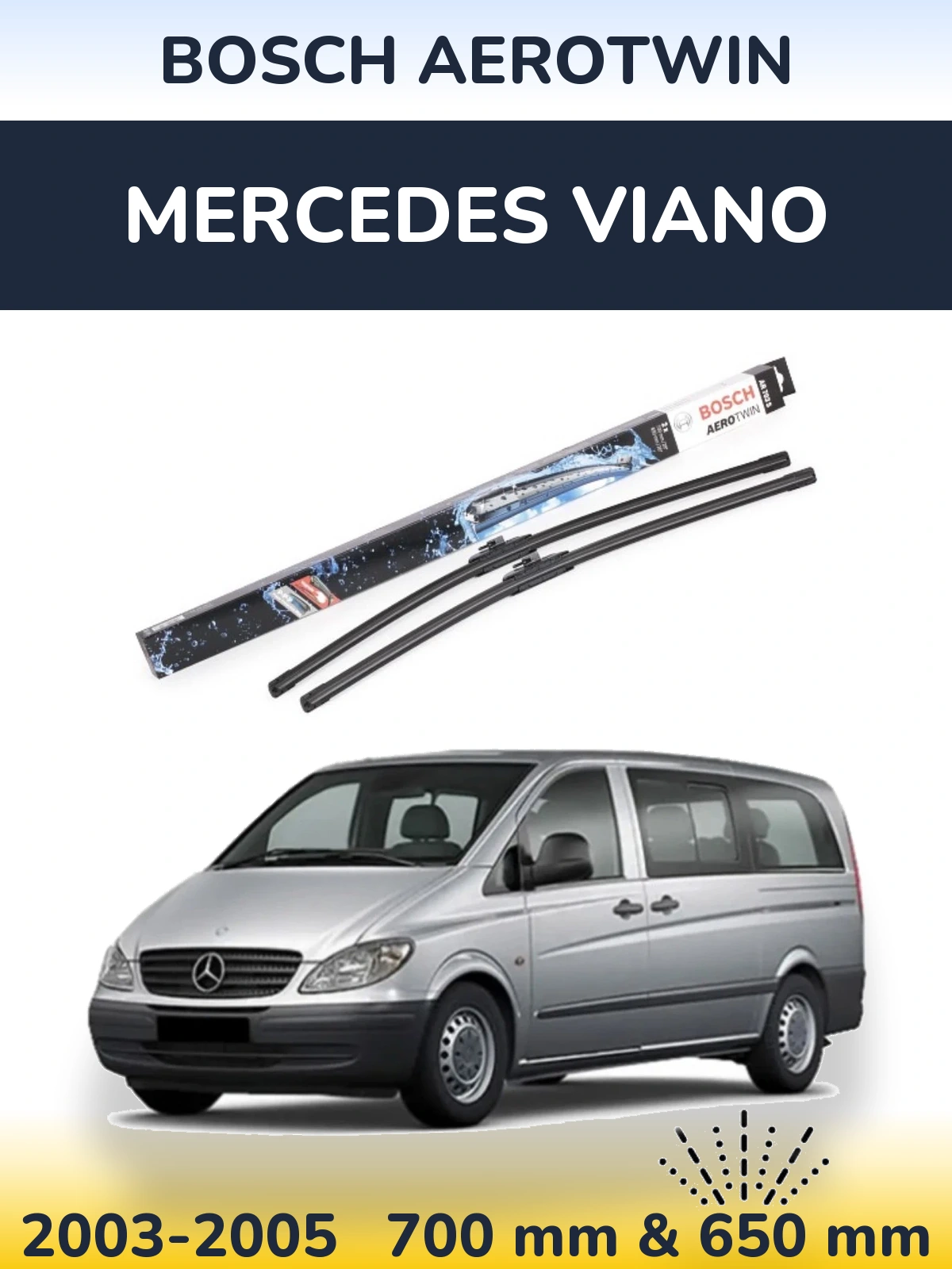 Komplet przednich wycieraczek BOSCH AeroTwin 700 & 650 mm do Mercedes Viano 2003-2005