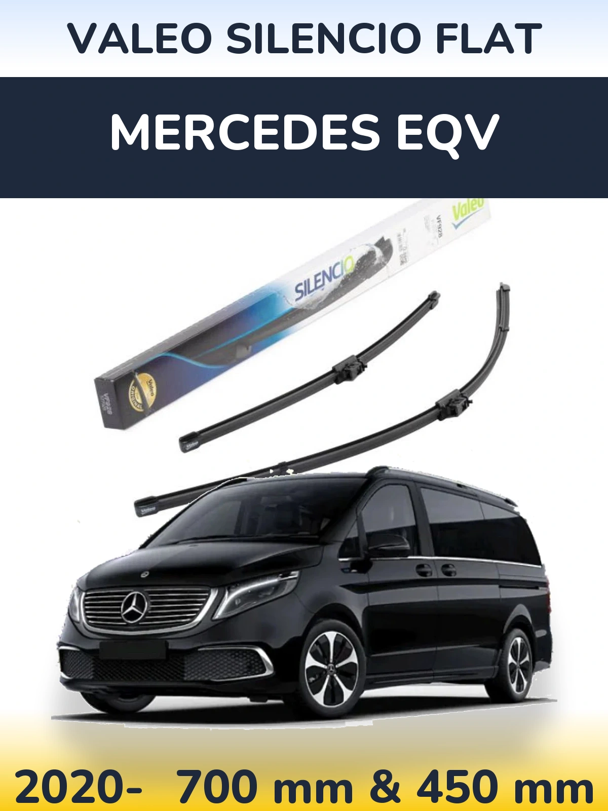 Komplet przednich wycieraczek Valeo Silencio Flat 700 & 450 mm do Mercedes EQV 2020-2026