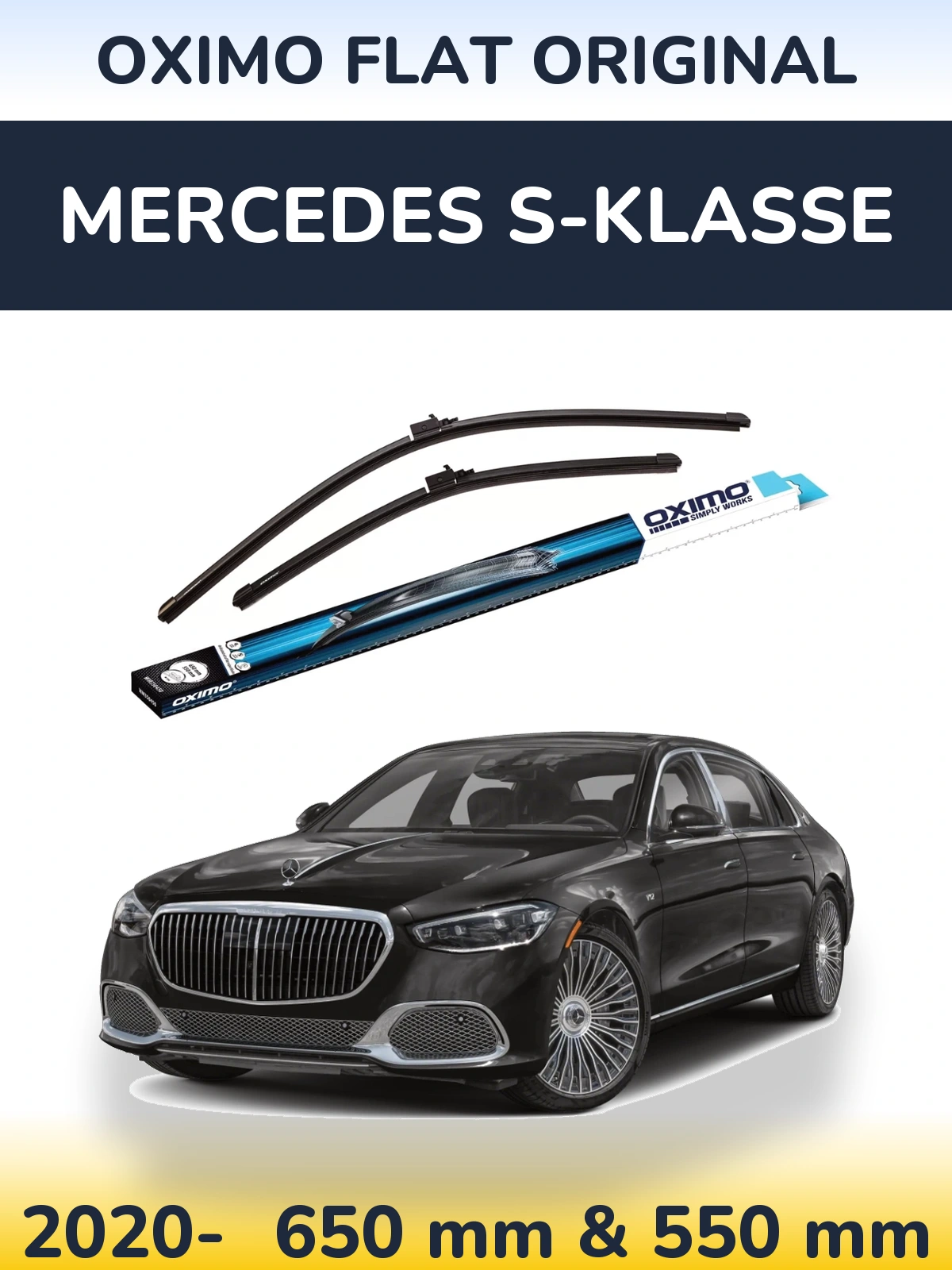Комплект передніх щіток Oximo Flat Original 650 & 550 мм для Mercedes S-Klasse 2020-2026