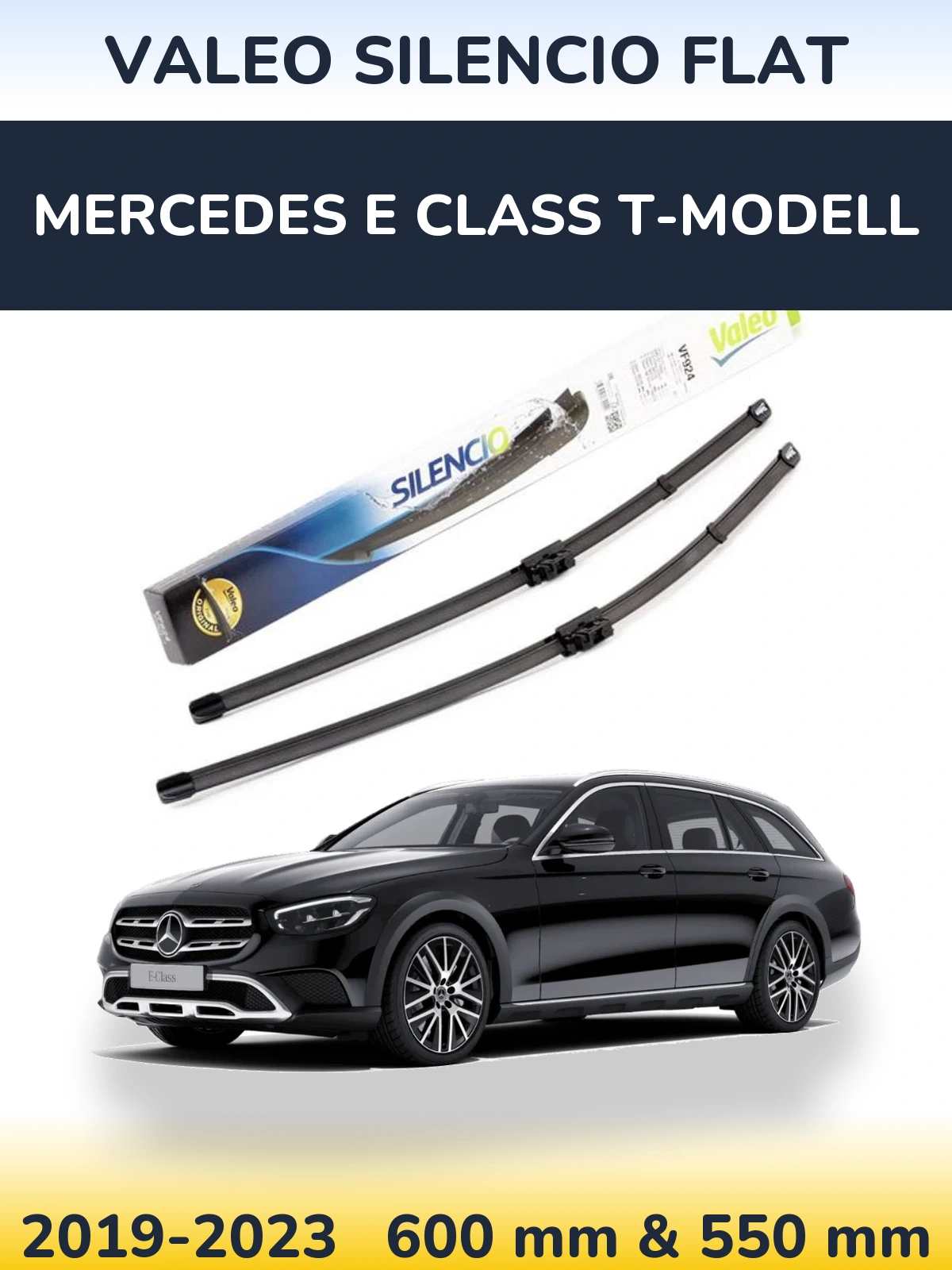 Front wiper blade set Valeo Silencio Flat 600 & 550 мм for Mercedes E Class T-Modell 2019-2023