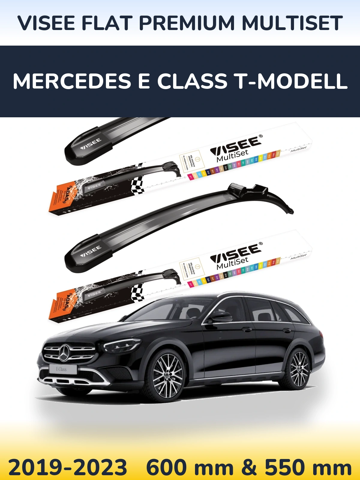 Front wiper blade set VISEE FLAT PREMIUM MultiSet 600 & 550 мм for Mercedes E Class T-Modell 2019-2023