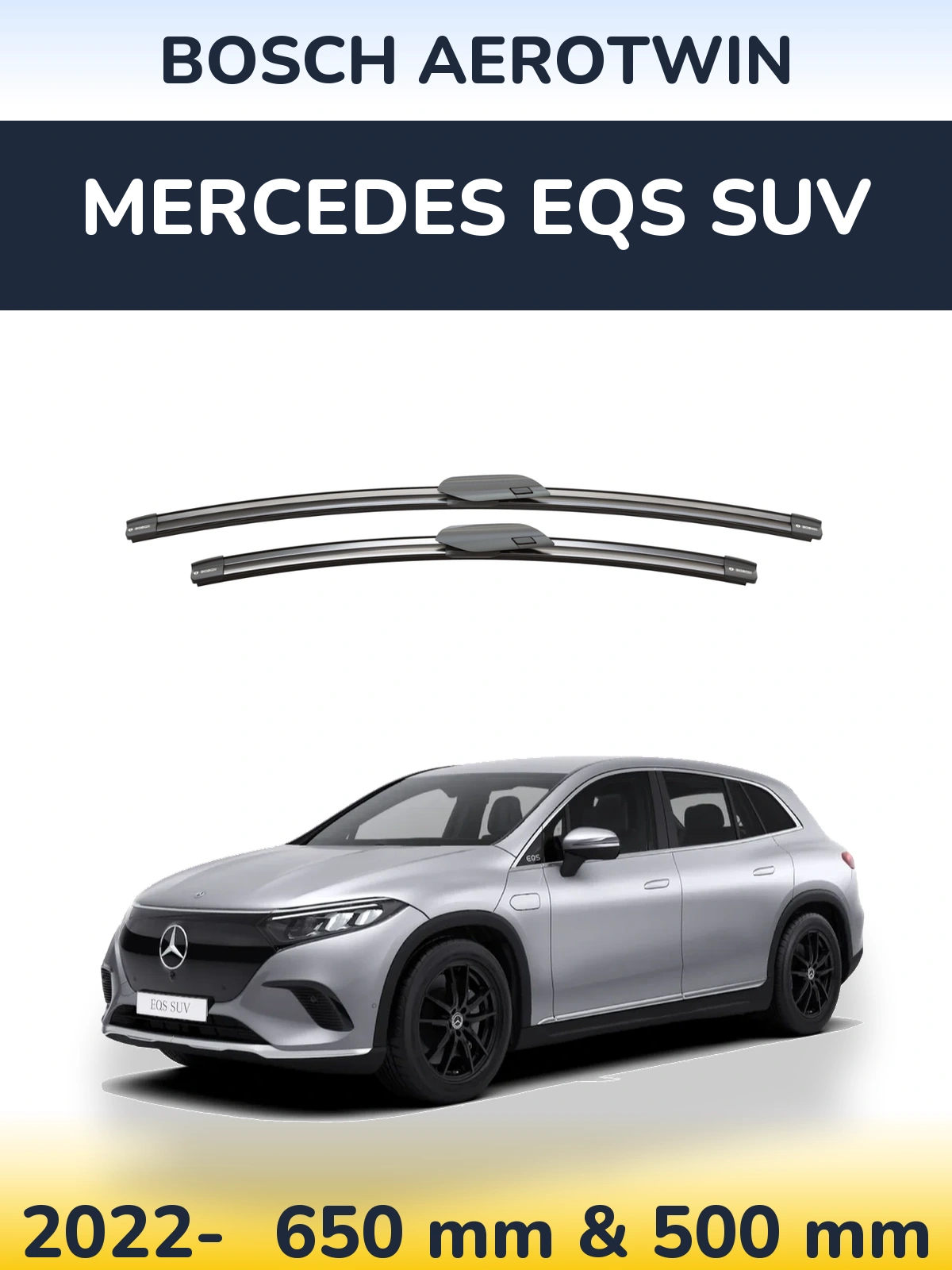 Front wiper blade set BOSCH AeroTwin 650 & 500 mm for Mercedes EQS SUV 2022-2026