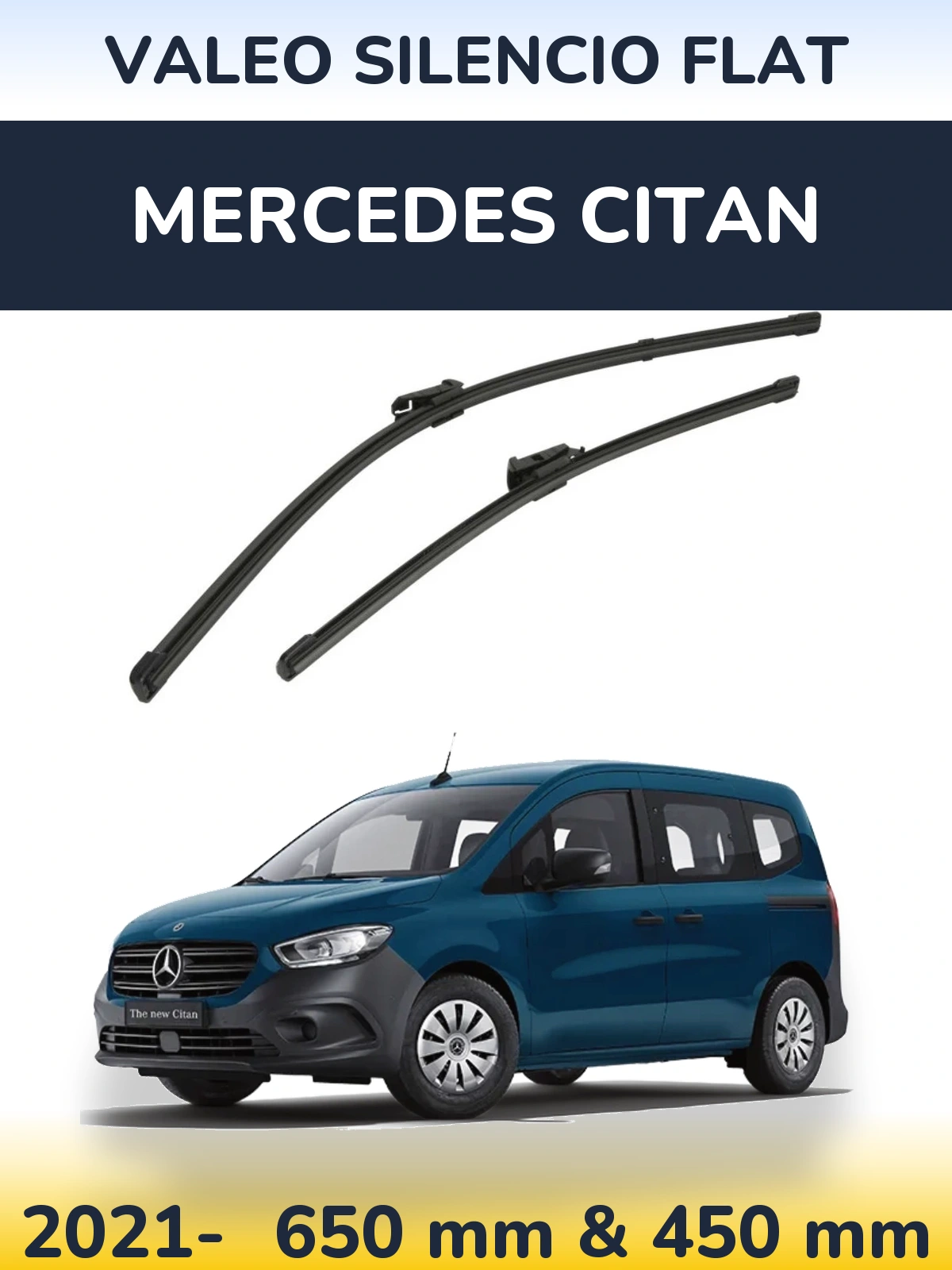 Front wiper blade set Valeo Silencio Flat 650 & 450 мм for Mercedes Citan 2021-2026