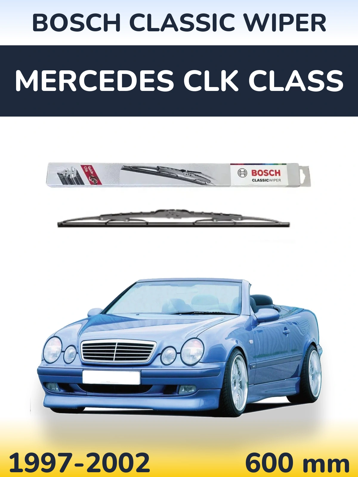 Передний дворник BOSCH Classic Wiper 600 мм для Mercedes CLK Class 1997-2002
