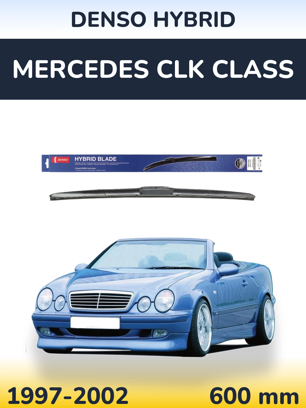 Передний дворник Denso Hybrid 600 мм для Mercedes CLK Class 1997-2002