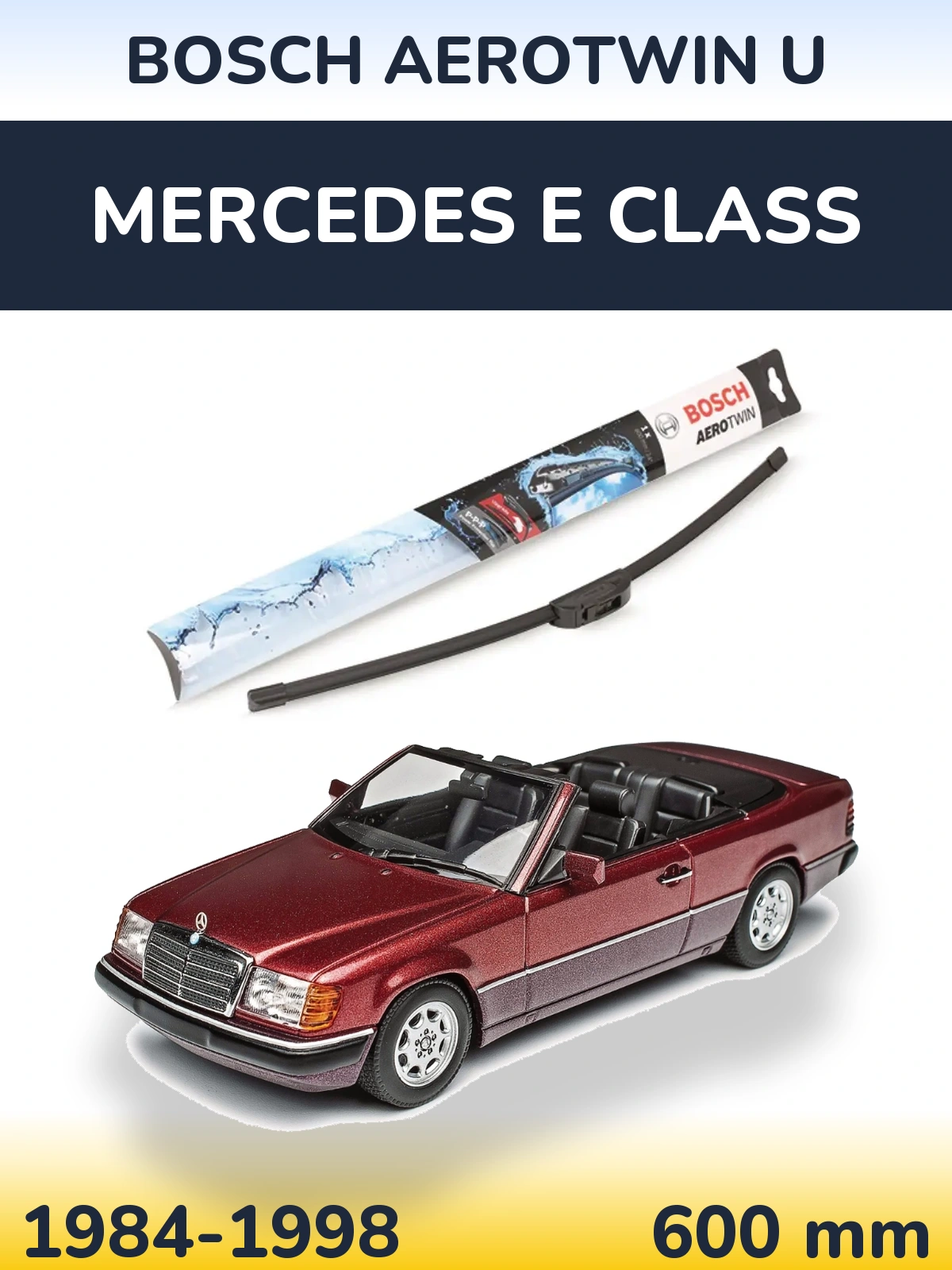 Передний дворник BOSCH AeroTwin U 600 мм для Mercedes E Class 1984-1998