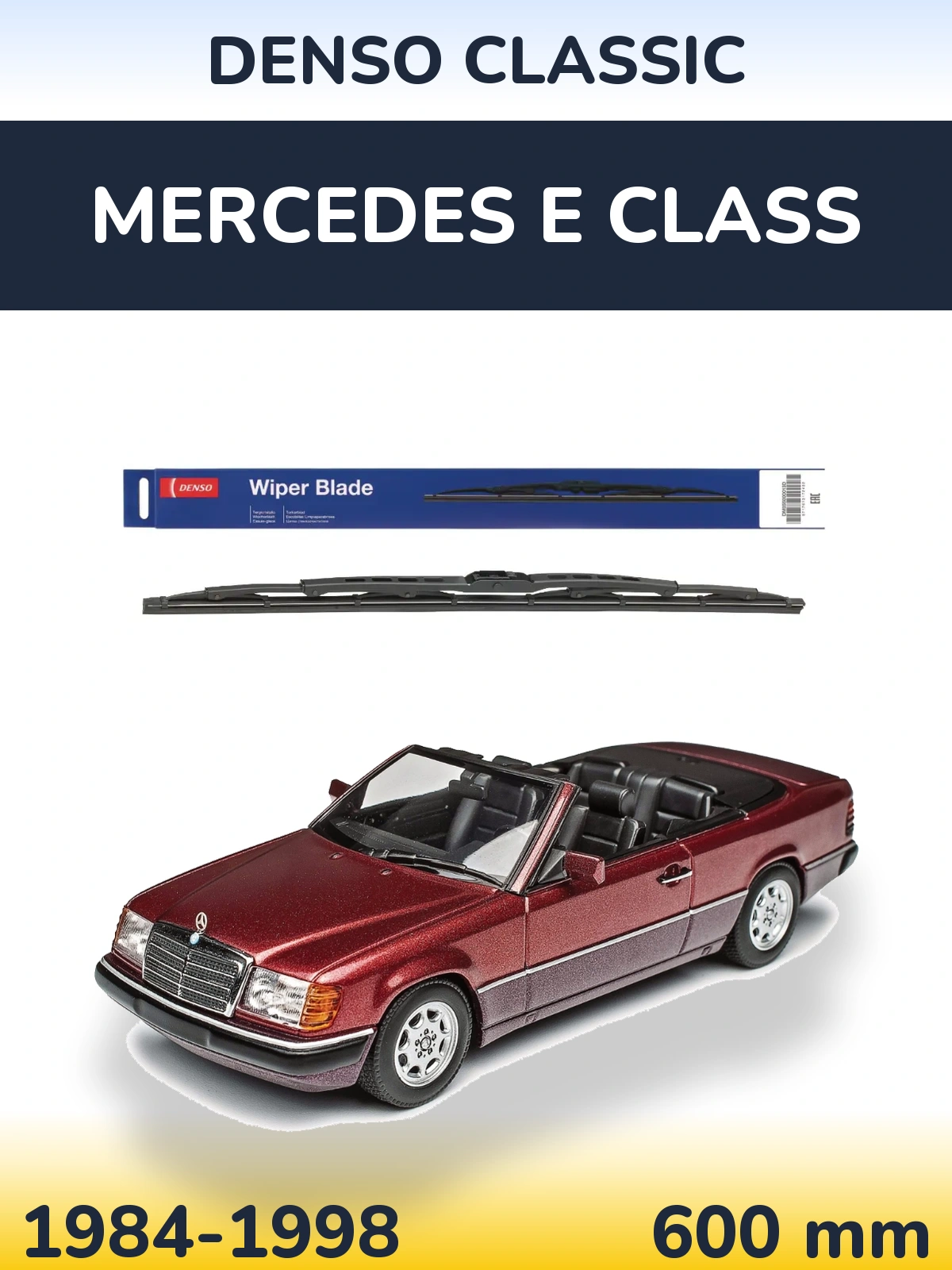 Front wiper blade Denso Classic 600 mm for Mercedes E Class 1984-1998