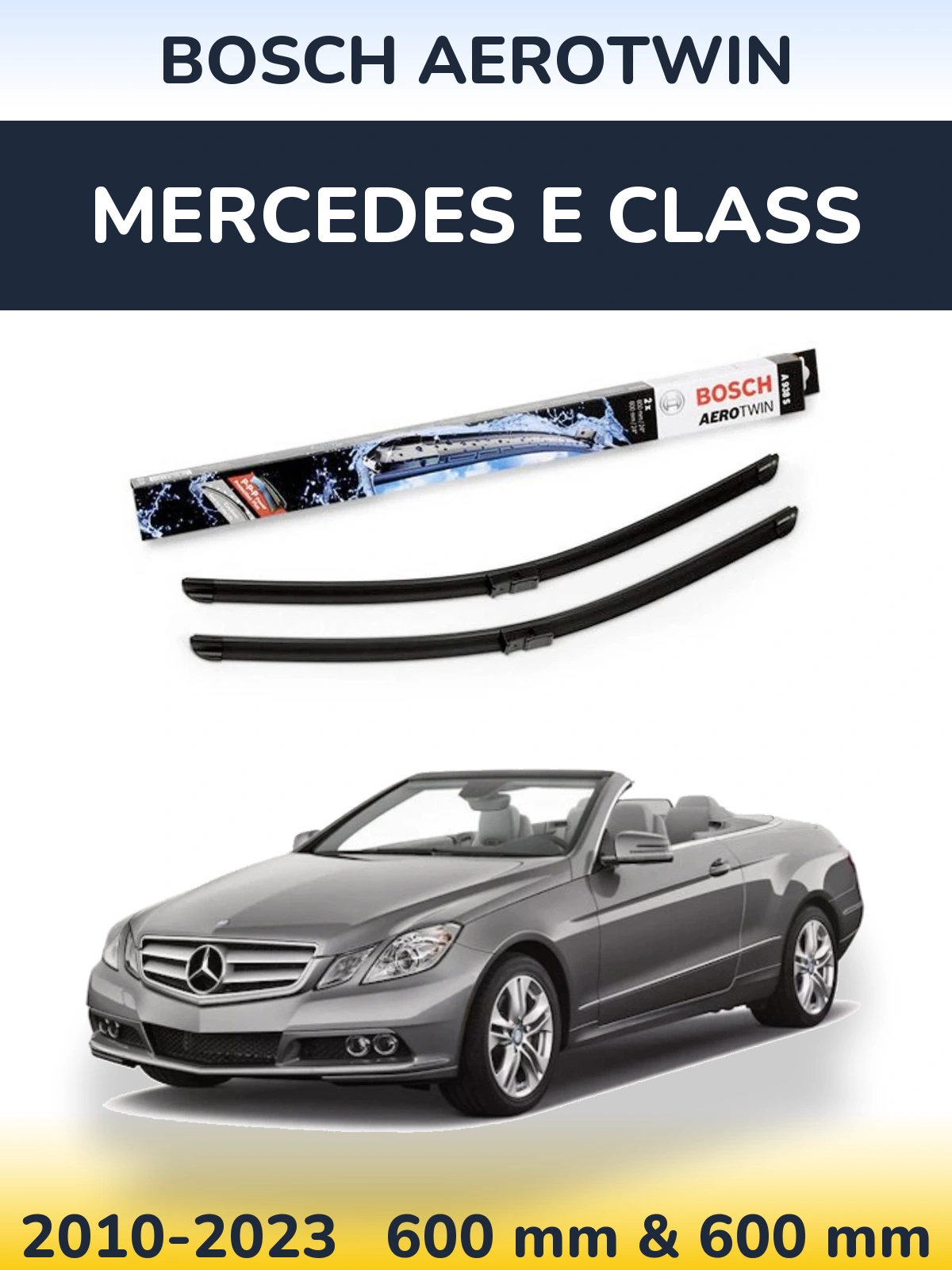 Front wiper blade set BOSCH AeroTwin 600 & 600 мм for Mercedes E Class 2010-2023