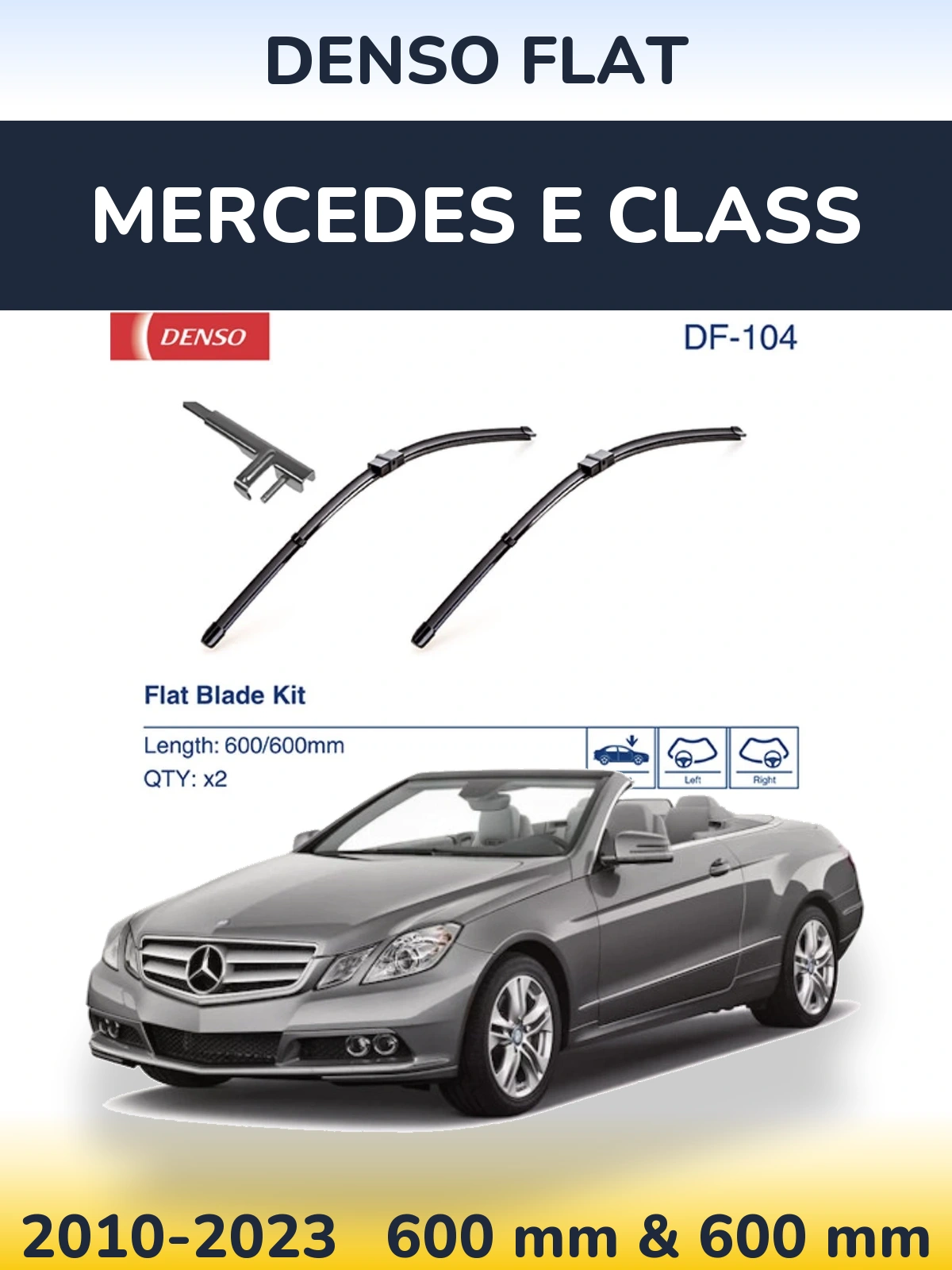 Front wiper blade set Denso Flat 600 & 600 мм for Mercedes E Class 2010-2023