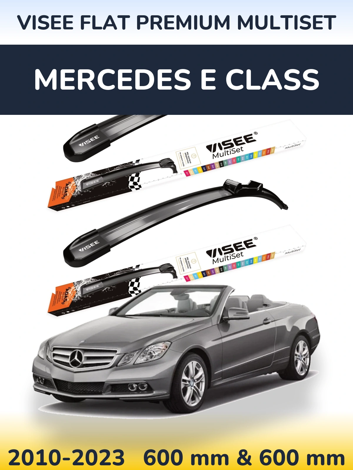 Front wiper blade set VISEE FLAT PREMIUM MultiSet 600 & 600 мм for Mercedes E Class 2010-2023