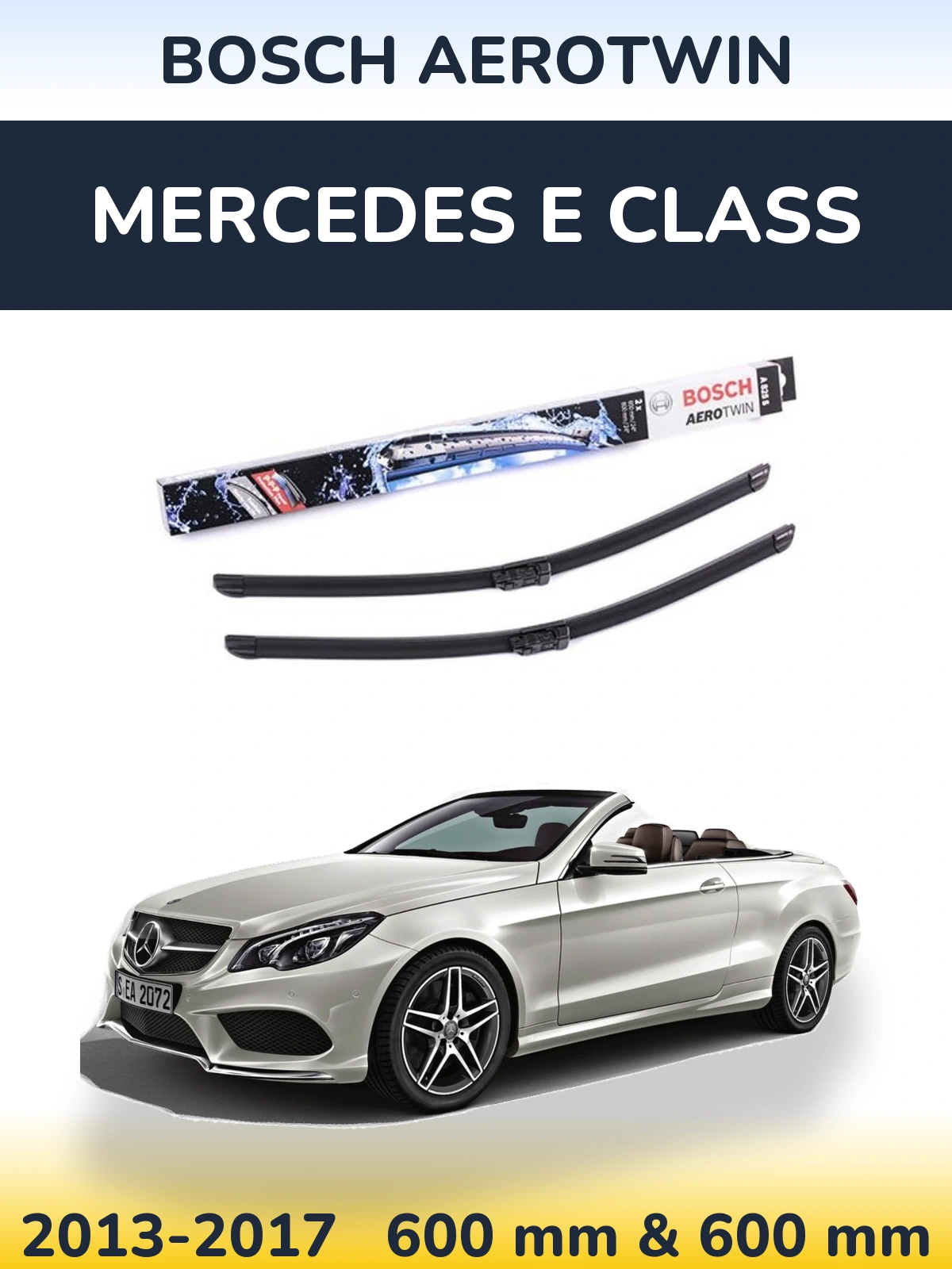 Front wiper blade set BOSCH AeroTwin 600 & 600 мм for Mercedes E Class 2013-2017