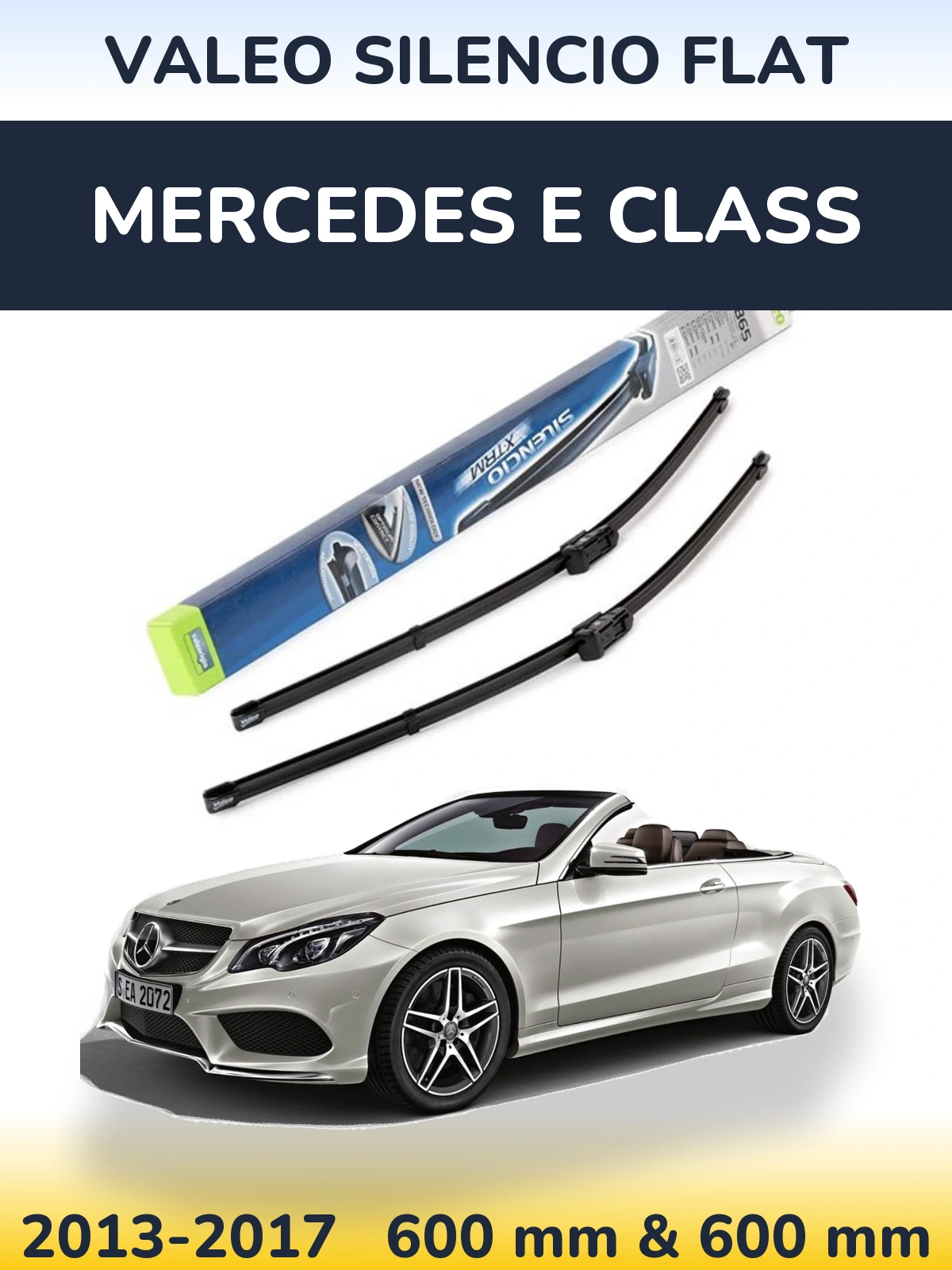Front wiper blade set Valeo Silencio Flat 600 & 600 мм for Mercedes E Class 2013-2017