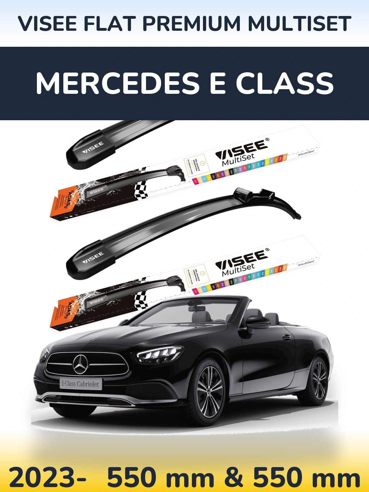 Front wiper blade set VISEE FLAT PREMIUM MultiSet 550 & 550 мм for Mercedes E Class 2023-2026