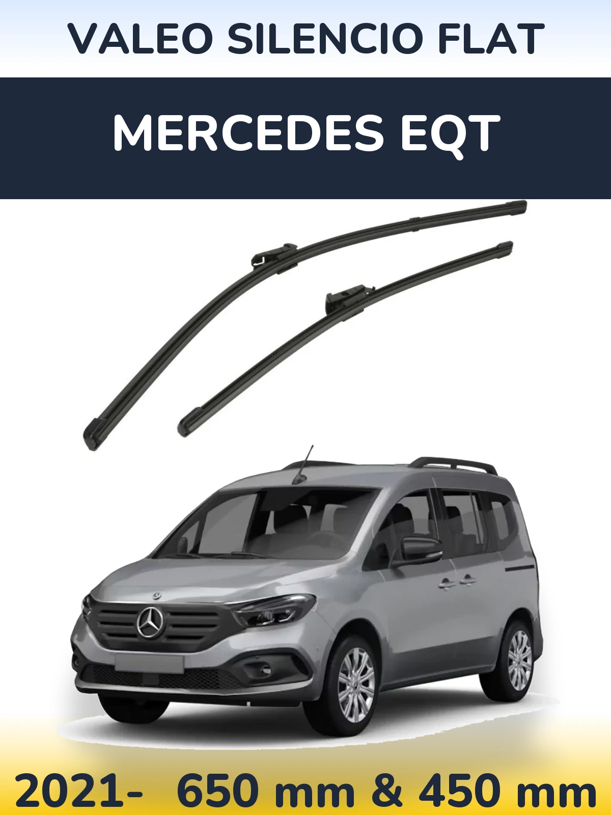 Комплект передних дворников Valeo Silencio Flat 650 & 450 мм для Mercedes EQT 2021-2026