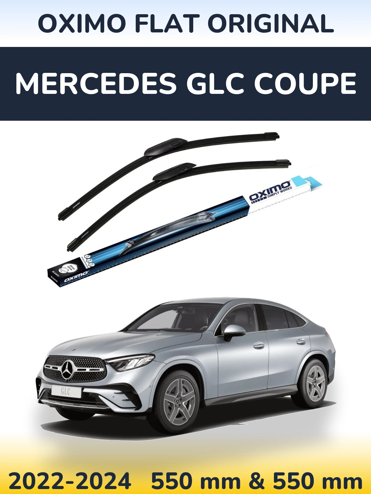 Front wiper blade set Oximo Flat Original 550 & 550 мм for Mercedes GLC Coupe 2022-2024