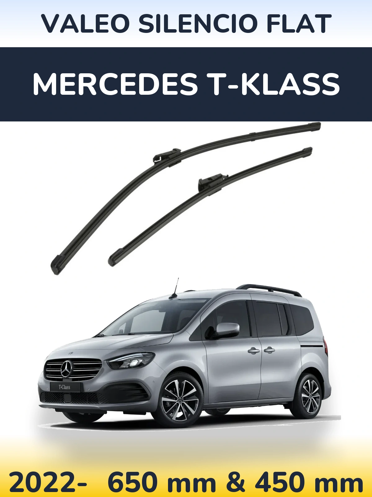 Комплект передніх щіток Valeo Silencio Flat 650 & 450 мм для Mercedes T-Klass 2022-2026