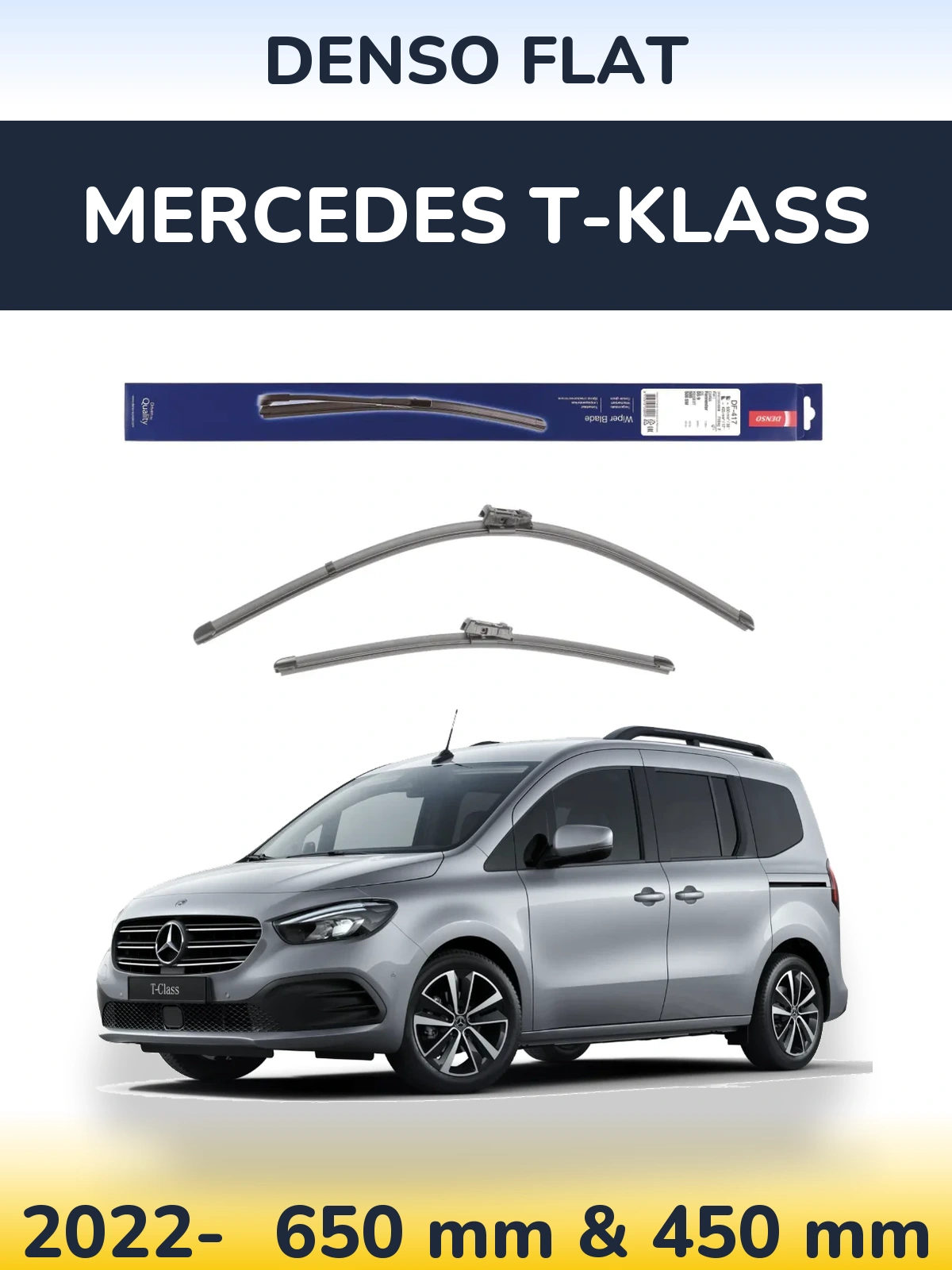 Front wiper blade set Denso Flat 650 & 450 мм for Mercedes T-Klass 2022-2026