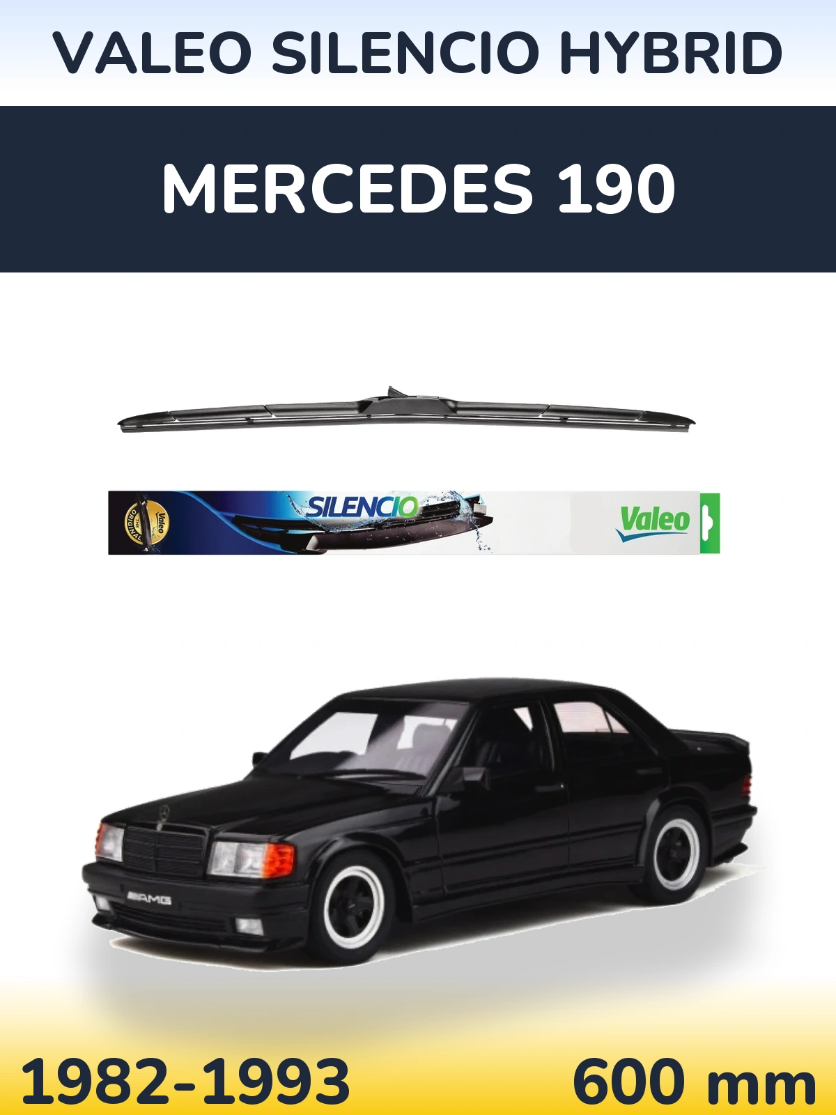 Передний дворник Valeo Silencio Hybrid 600 мм для Mercedes 190 1982-1993