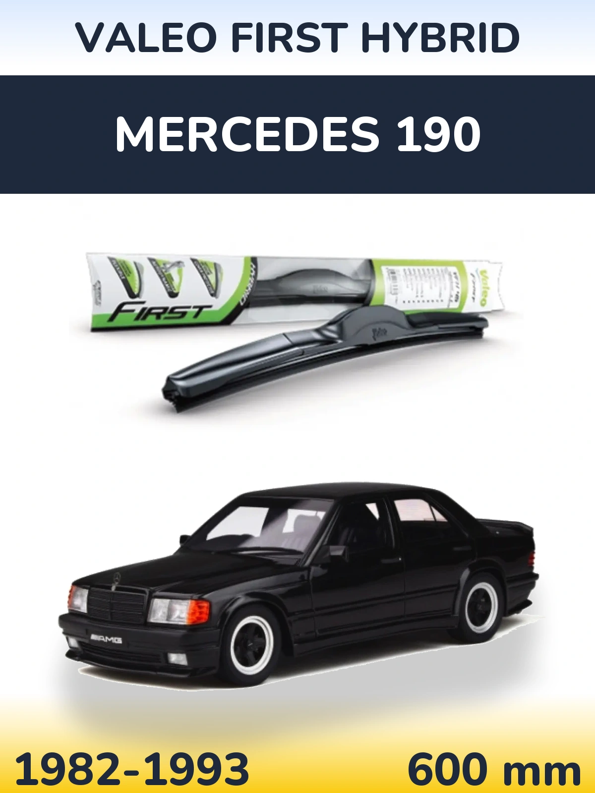 Front wiper blade Valeo First Hybrid 600 mm for Mercedes 190 1982-1993